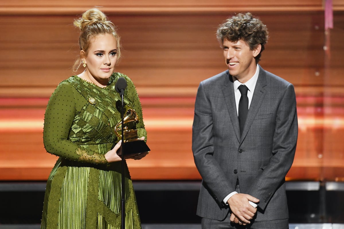 Million Years Ago collaborators Adele and Greg Kurstin accept their Grammy award
