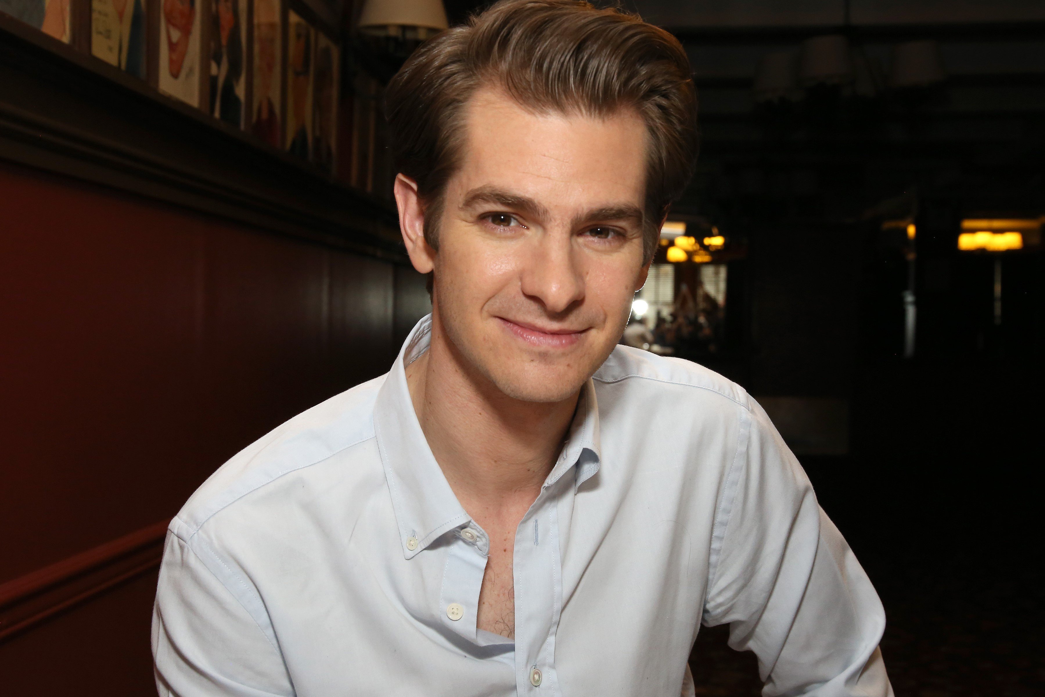 Andrew Garfield, in a white shirt, at an event in New York City in 2018.