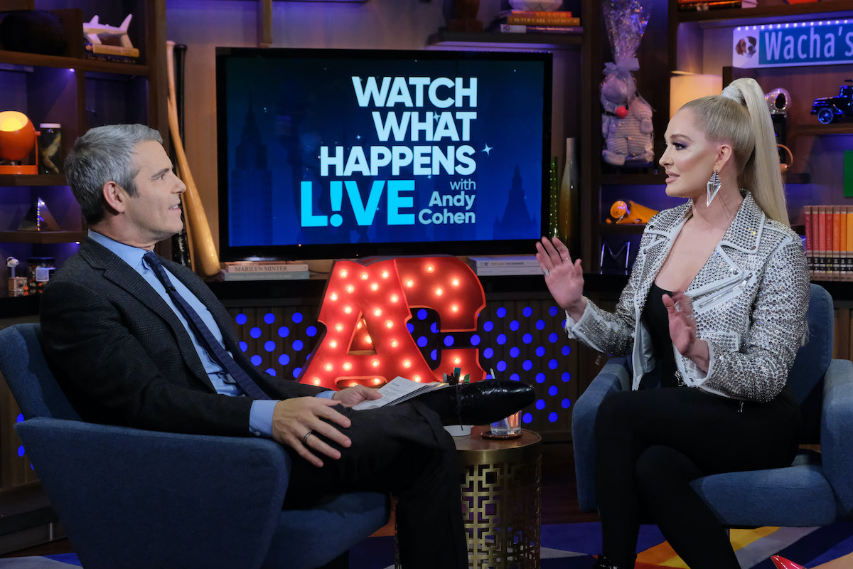 Andy Cohen and Erika Jayne talking, seated