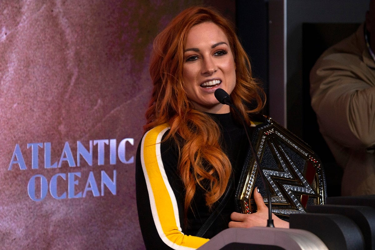WWE star Becky Lynch at a 2019 WrestleMania 35 appearance at the Empire State Building in New York.