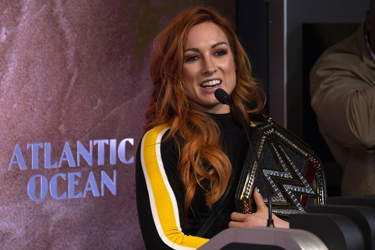 WWE star Becky Lynch at a 2019 WrestleMania 35 appearance at the Empire State Building in New York.