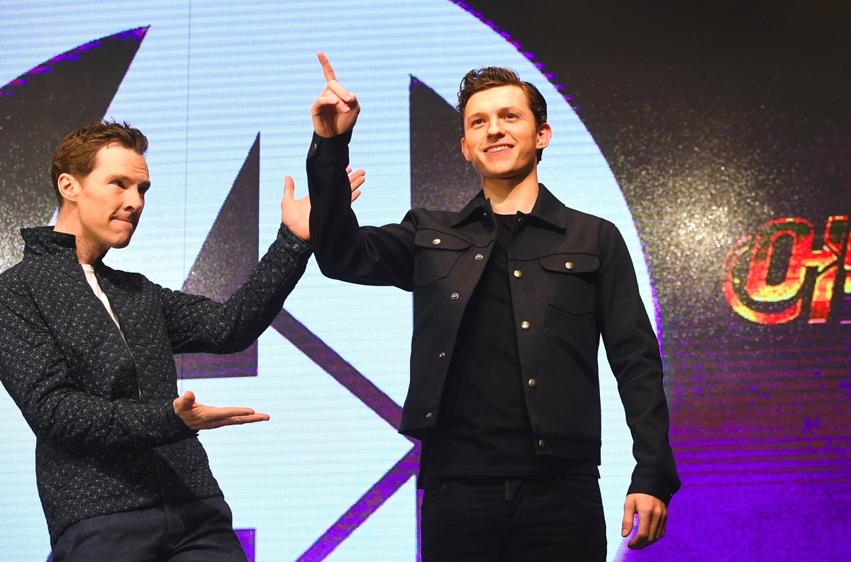 Benedict Cumberbatch and Tom Holland at 'Avengers: Infinity War' press conference