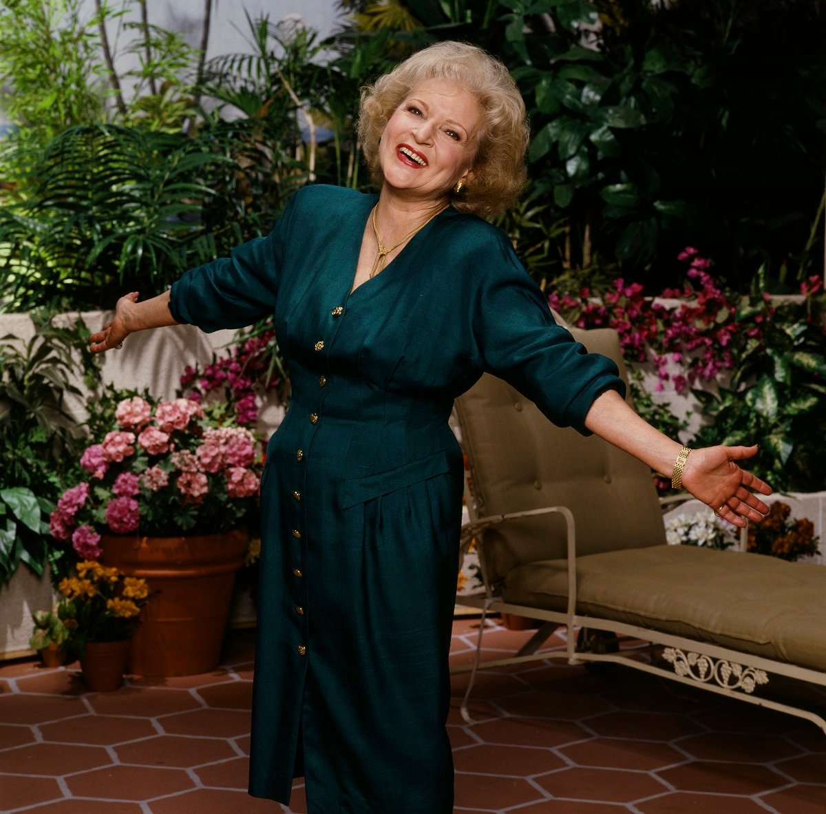 Actor Betty White as her 'The Golden Girls' character Rose Nylund in a promotional photo from the show.