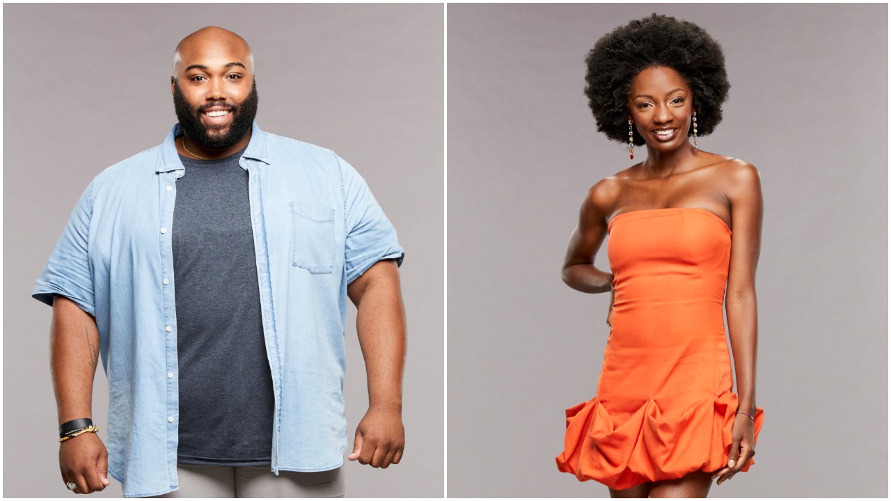 Derek Frazier and Azah Awasum poses for 'Big Brother 23' cast photo