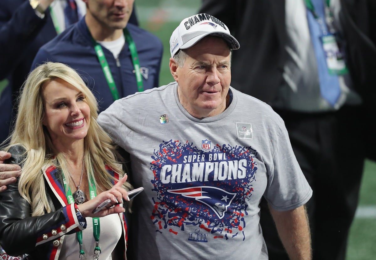 Bill Belichick celebrating Super Bowl victory with Linda Holliday