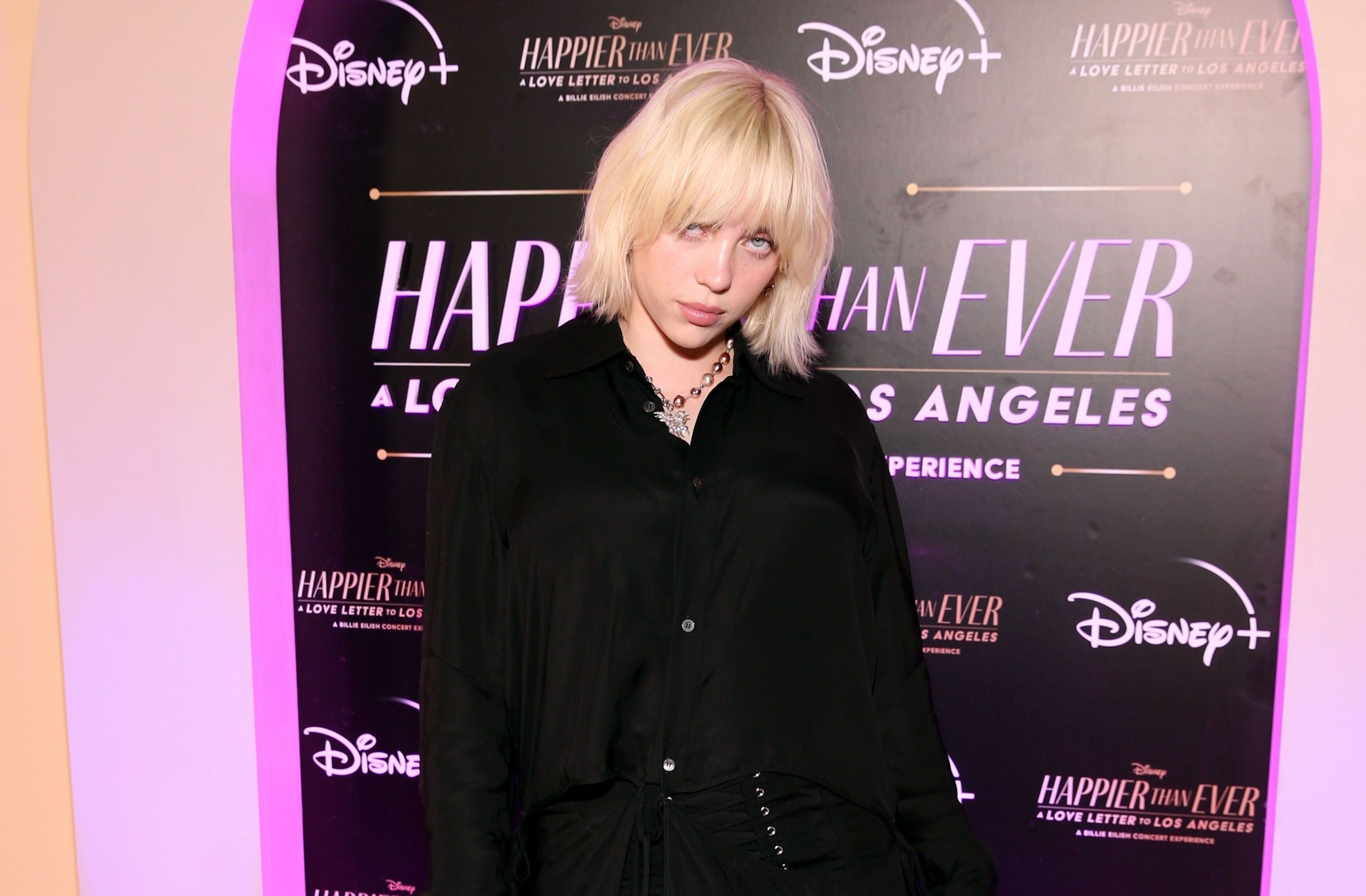 Billie Eilish poses at the "Happier Than Ever: A Love Letter to Los Angeles' premiere in Los Angeles.