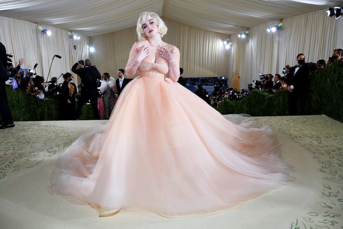 Billie Eilish wears a blush tulle ballgown at the 2021 Met Gala.