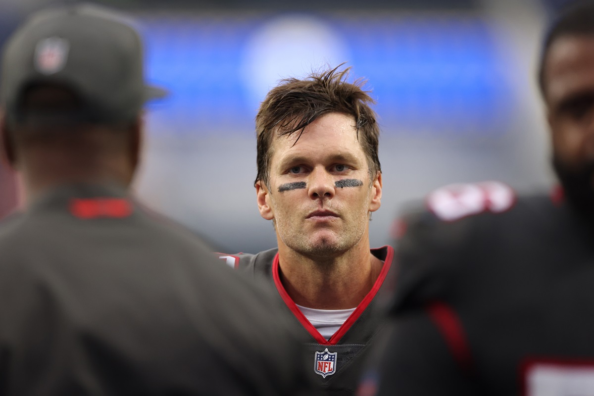 Buccaneers quarterback Tom Brady looking on following loss to the Los Angeles Rams