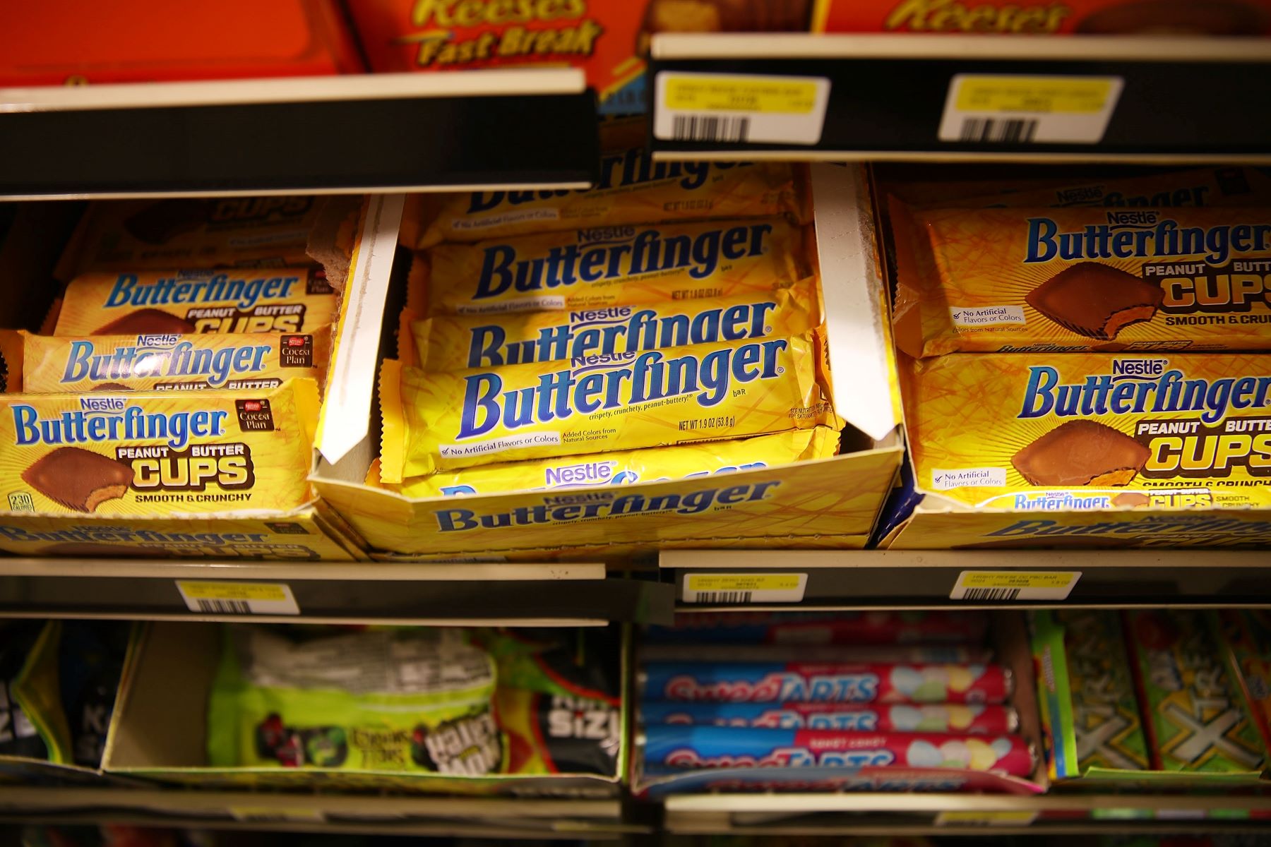A store shelf of Butterfinger candy in Miami, Florida