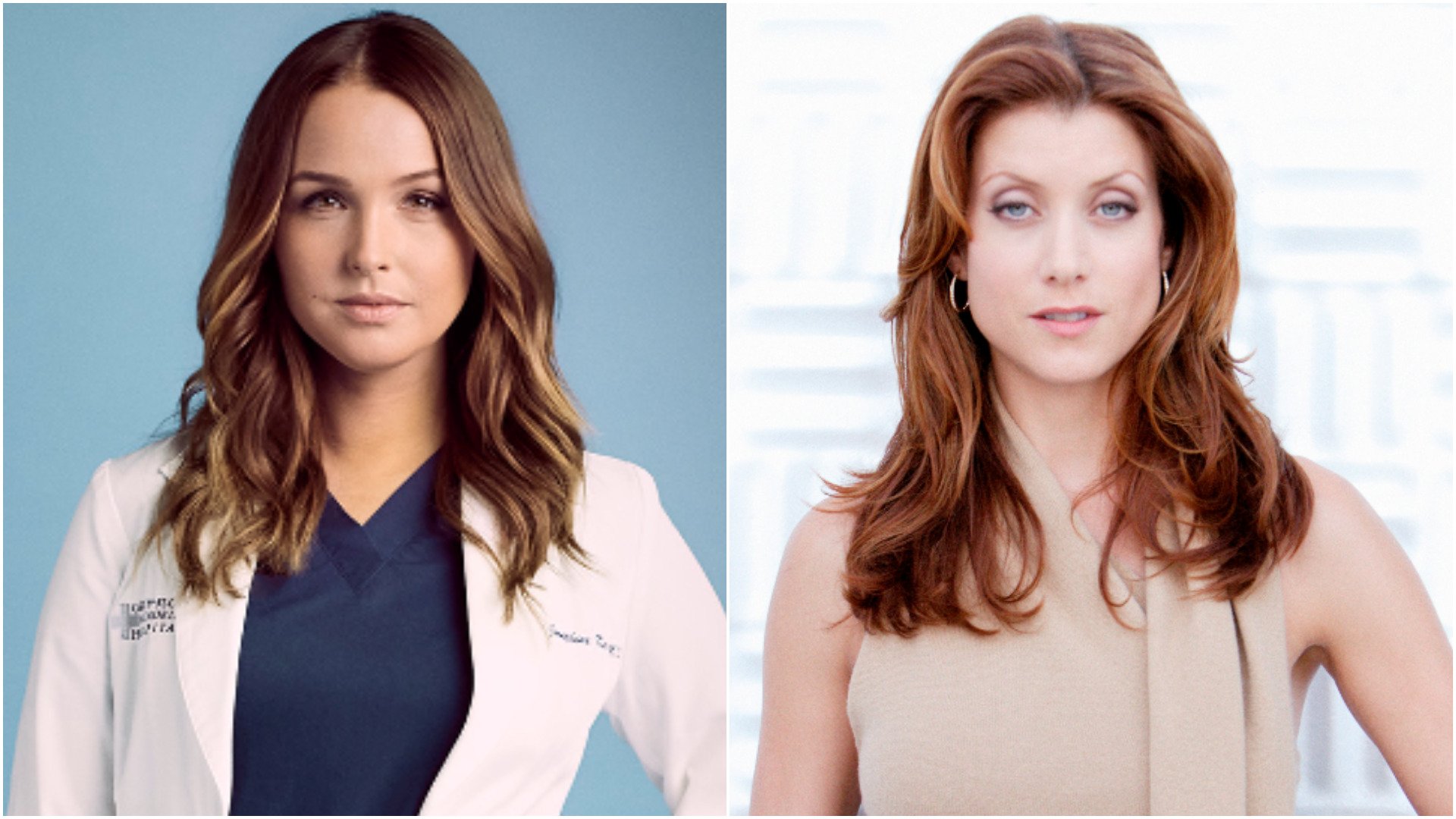 Headshots of Camilla Luddington as Jo Wilson and Kate Walsh as Addison Montgomery from ‘Grey’s Anatomy’