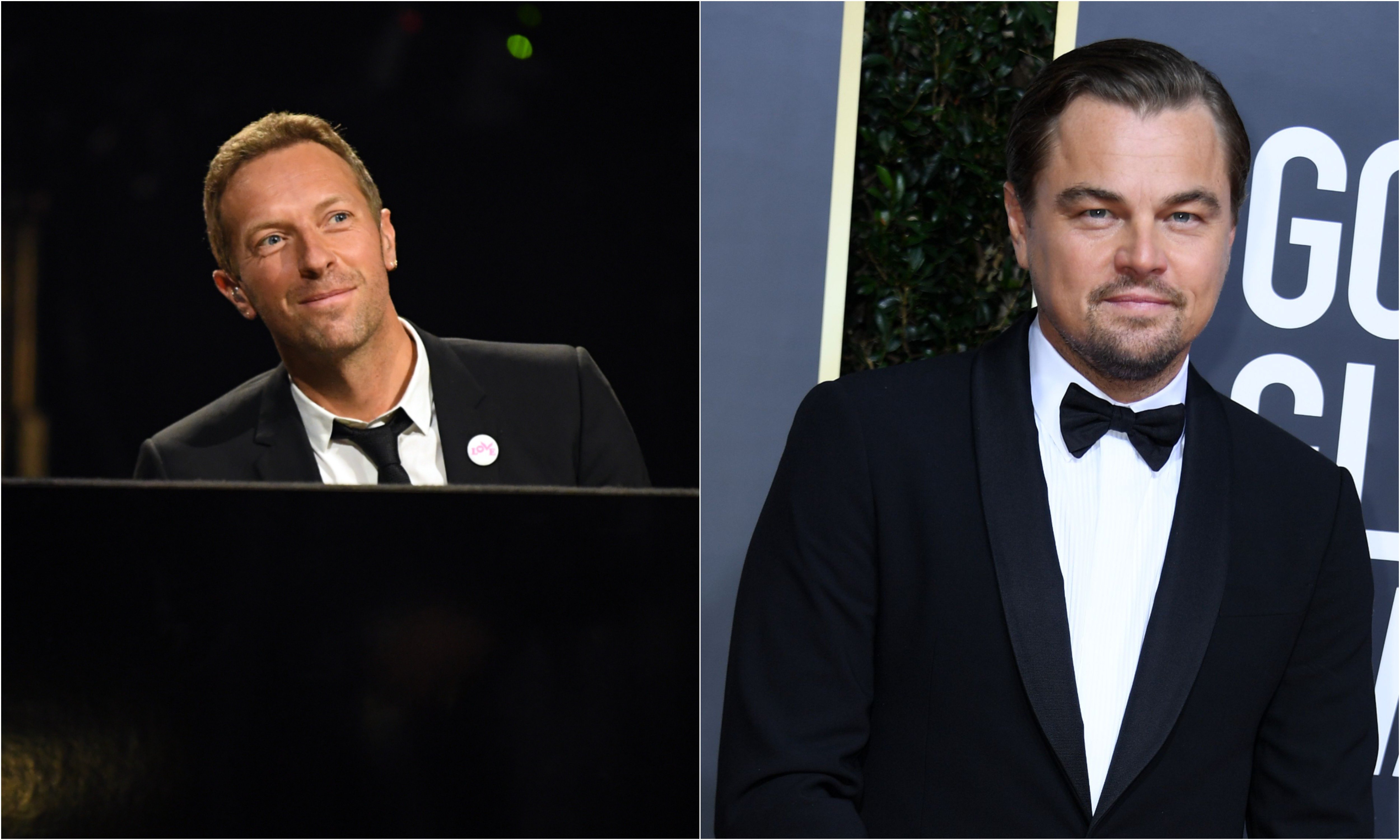 A joined photo of Coldplay's Chris Martin and actor Leonardo DiCaprio