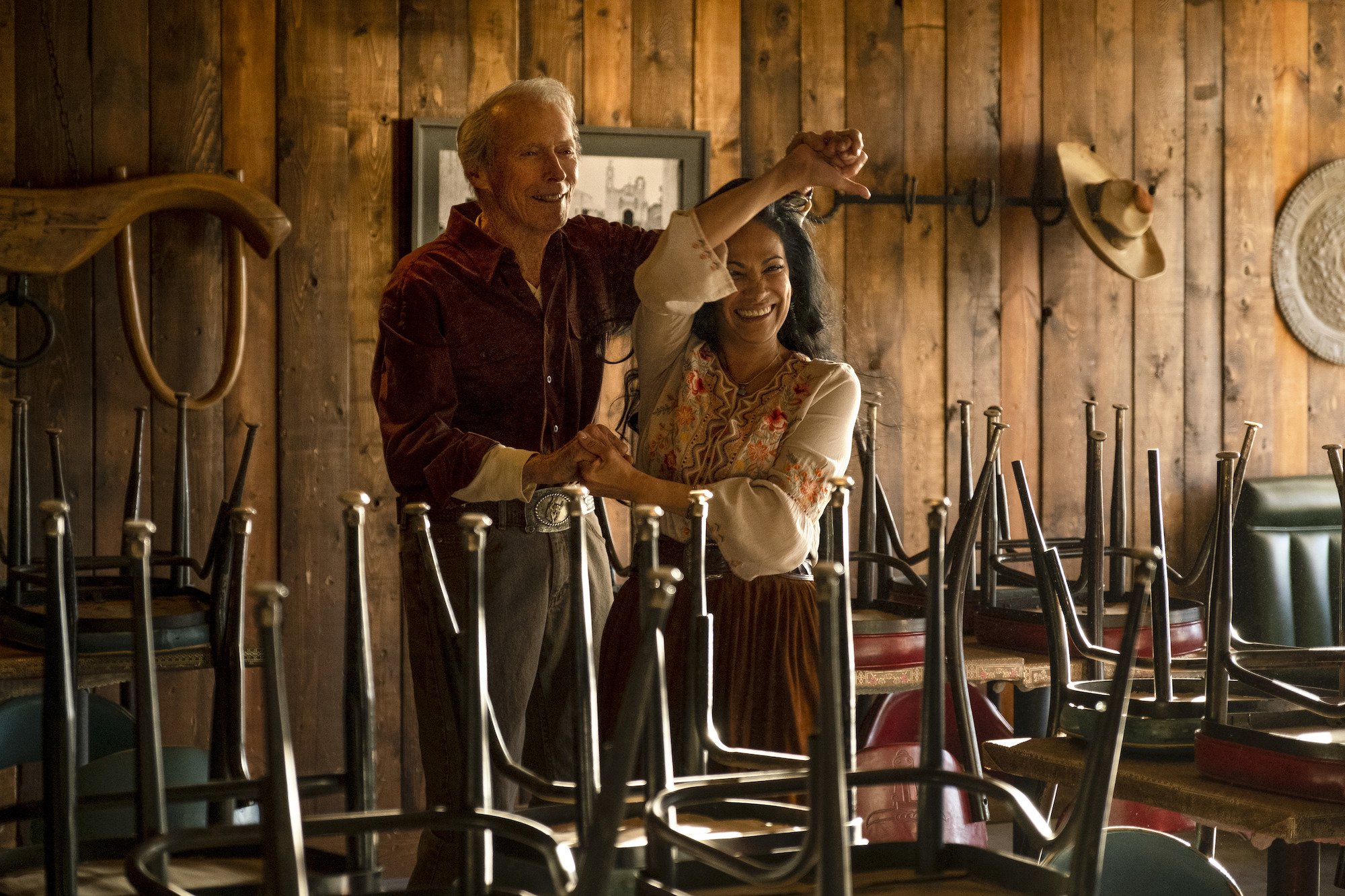 Clint Eastwood dances with Natalia Traven