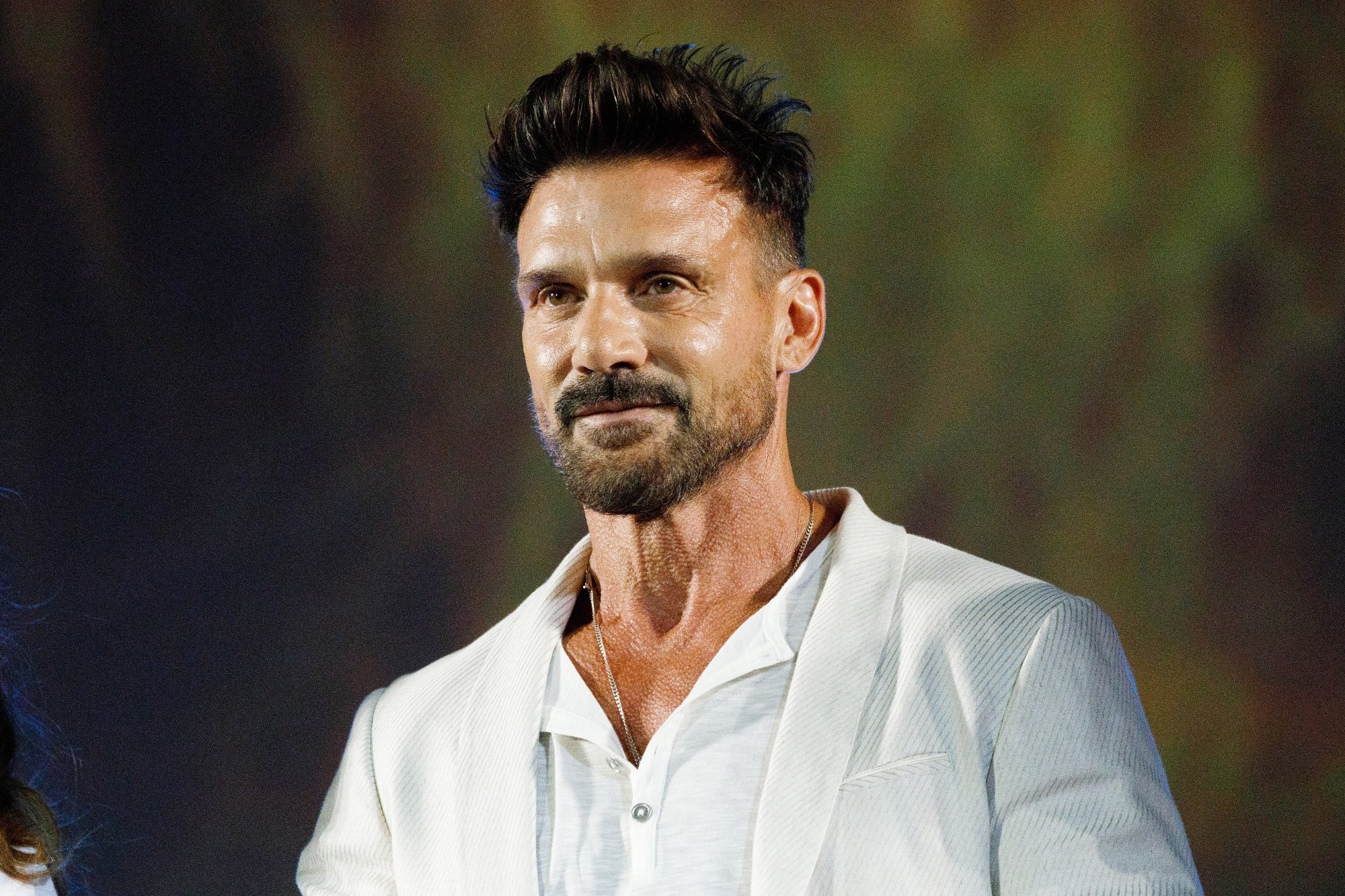 'Copshop' star Frank Grillo wearing a white suit during the Awards Winner Ceremony of the 74th Locarno Film Festival
