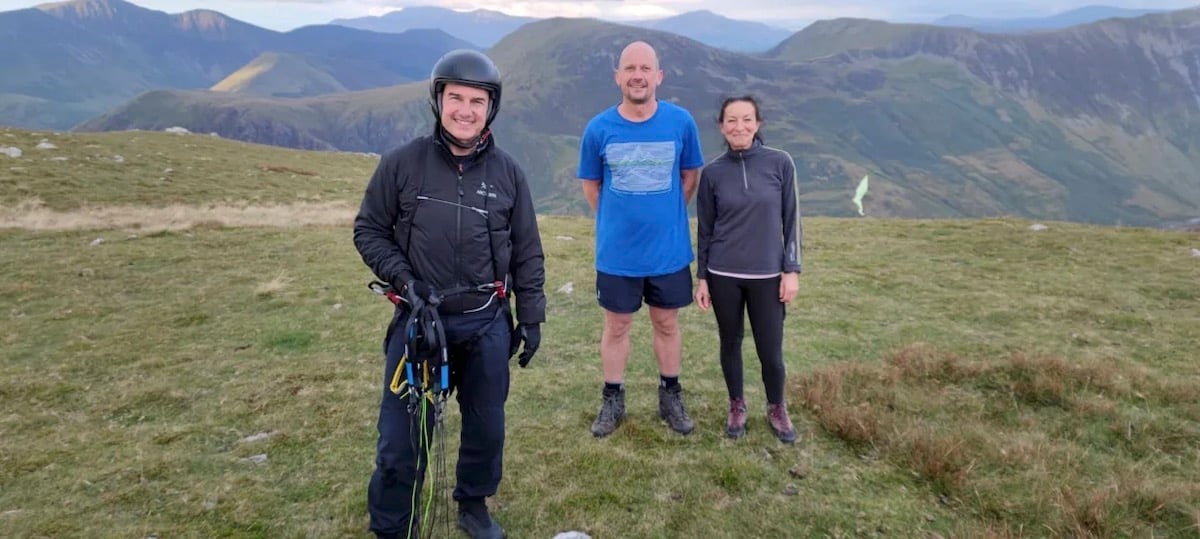 Tom Cruise with surprised hikers