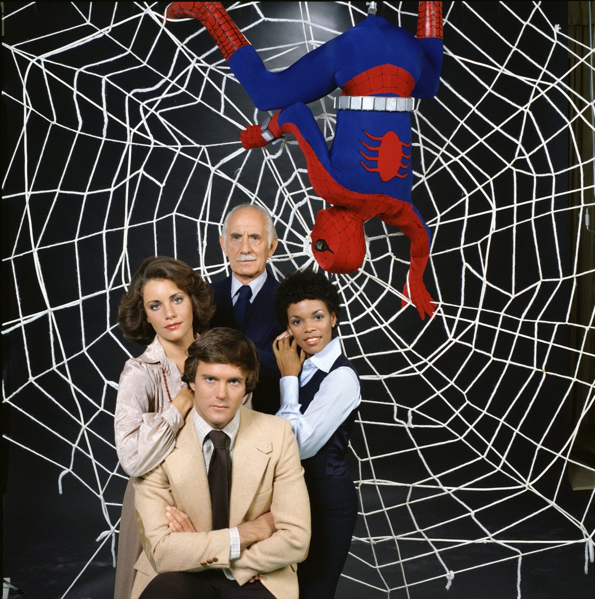 Robert F. Simon, Chip Fields, Nicholas Hammond, and Ellen Bry Spider-Man, J. Jonah Jameson and Daily Bugle staff