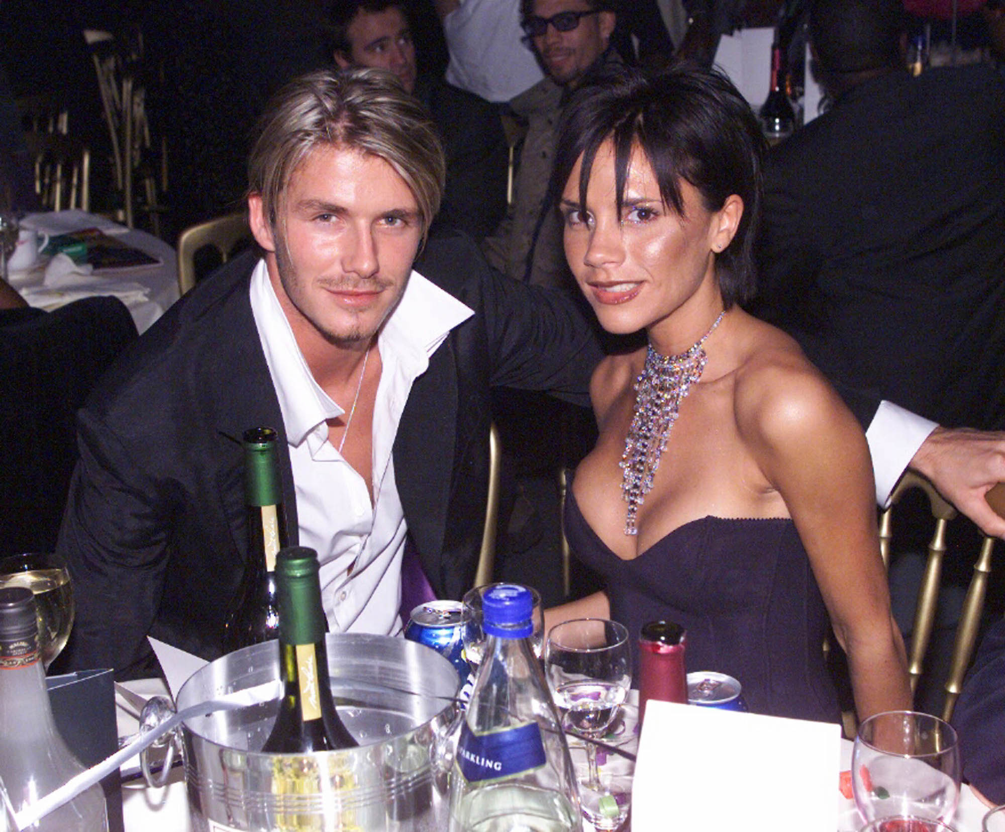 David Beckham and Victoria Beckham attending the MOBO Awards in 1999