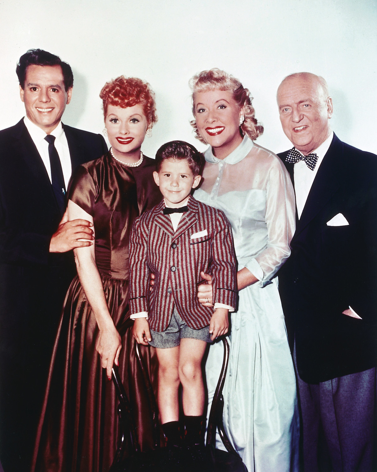 Desi Arnaz, Lucille Ball, Keith Thibodeaux, Vivian Vance, and William Frawley pose together
