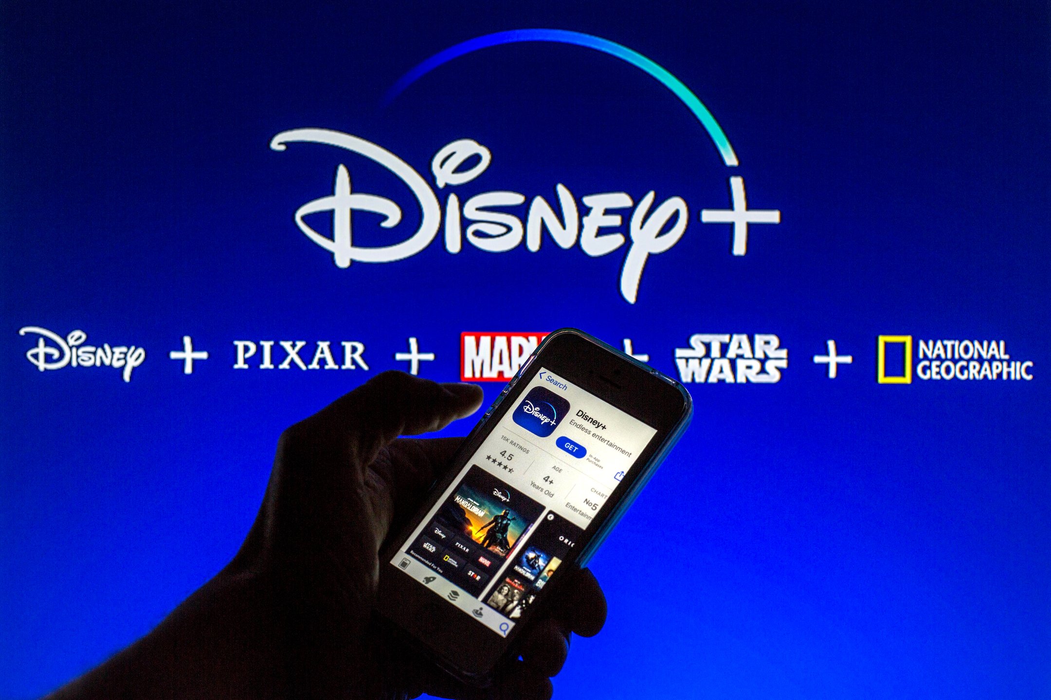 Disney+ logo shows the collection of Disney+ day genres and movies