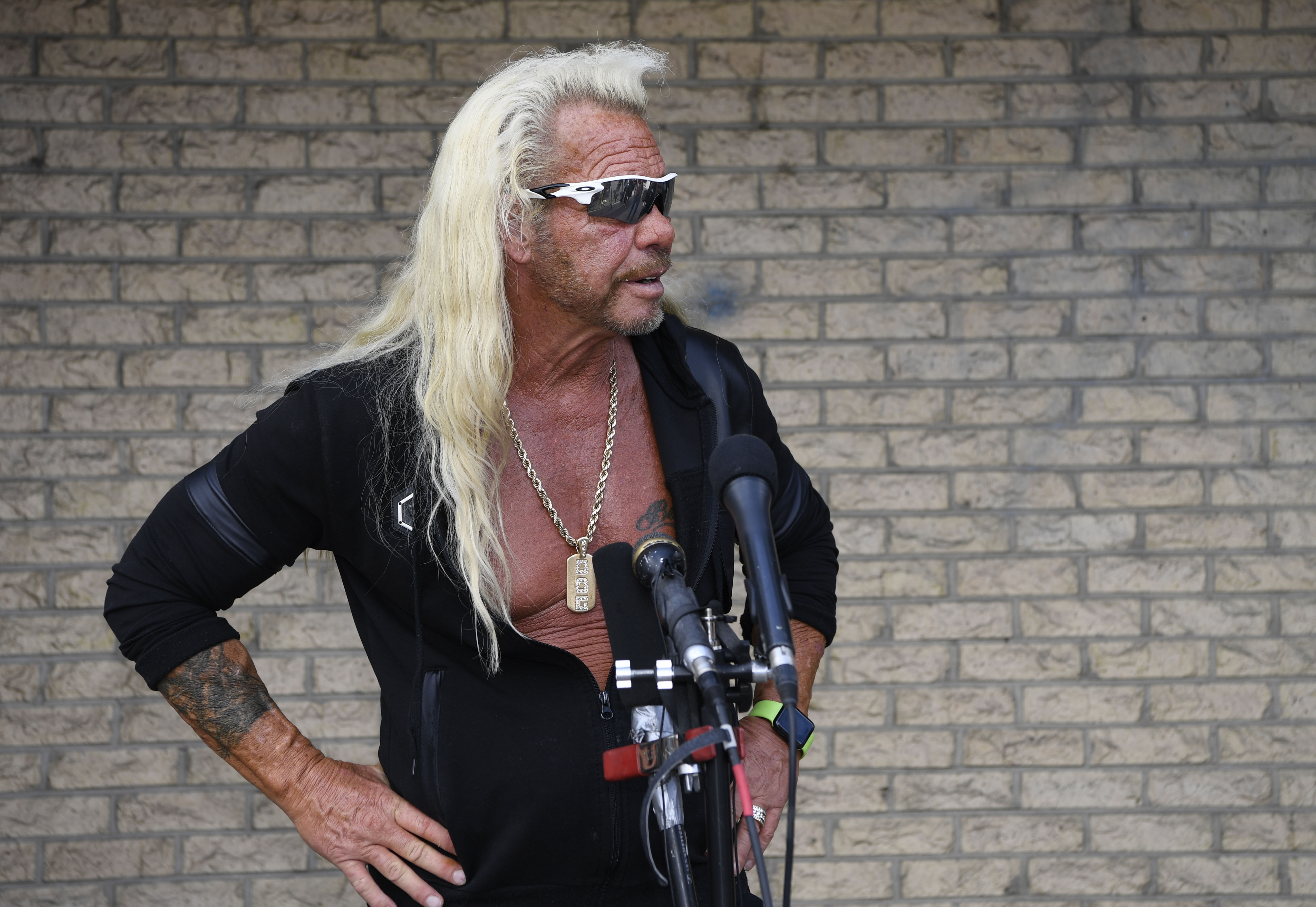 Dog the Bounty Hunter answers questions at a press conference in August 2019