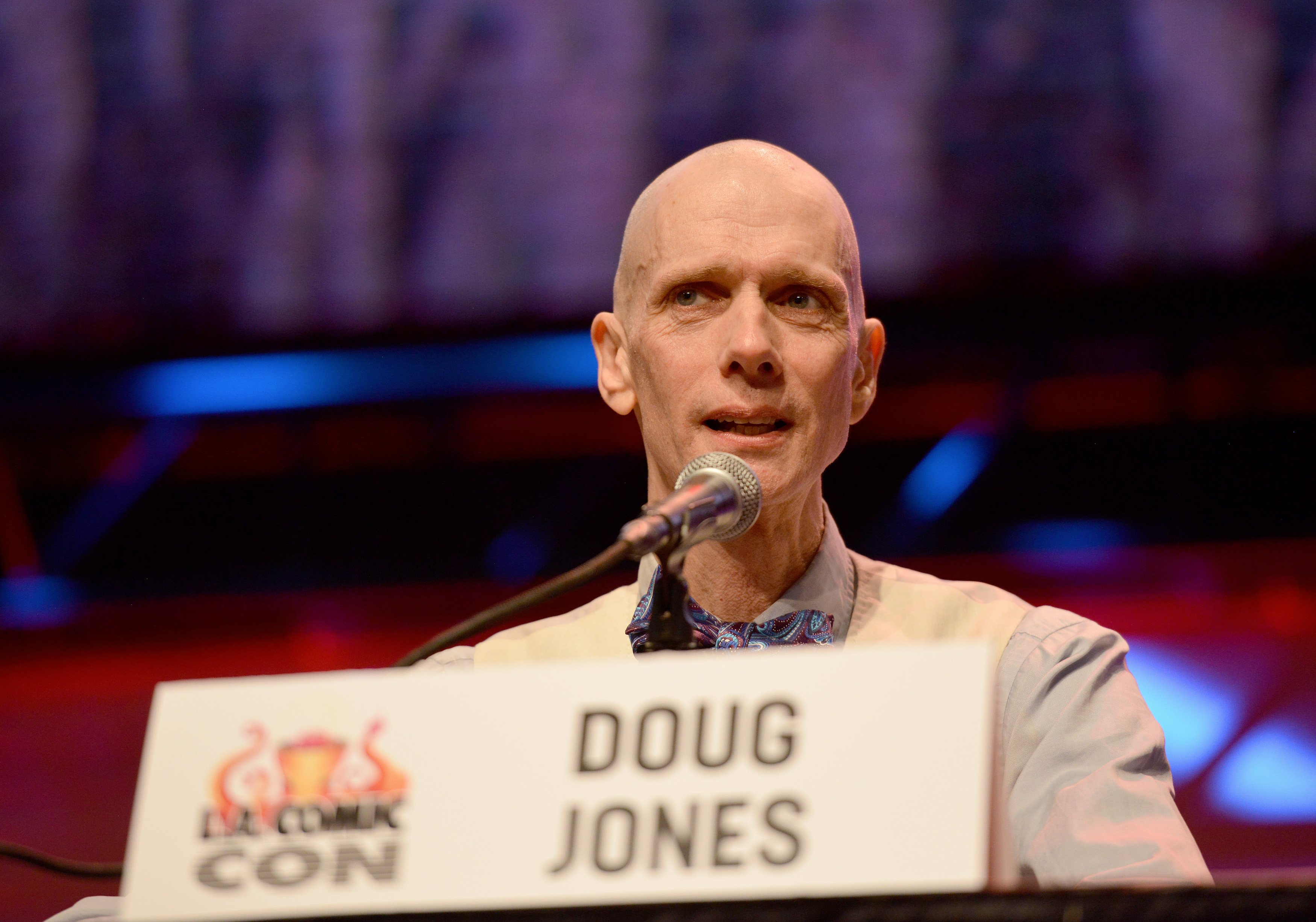 Doug Jones, Billy from Hocus Pocus, talks at a panel