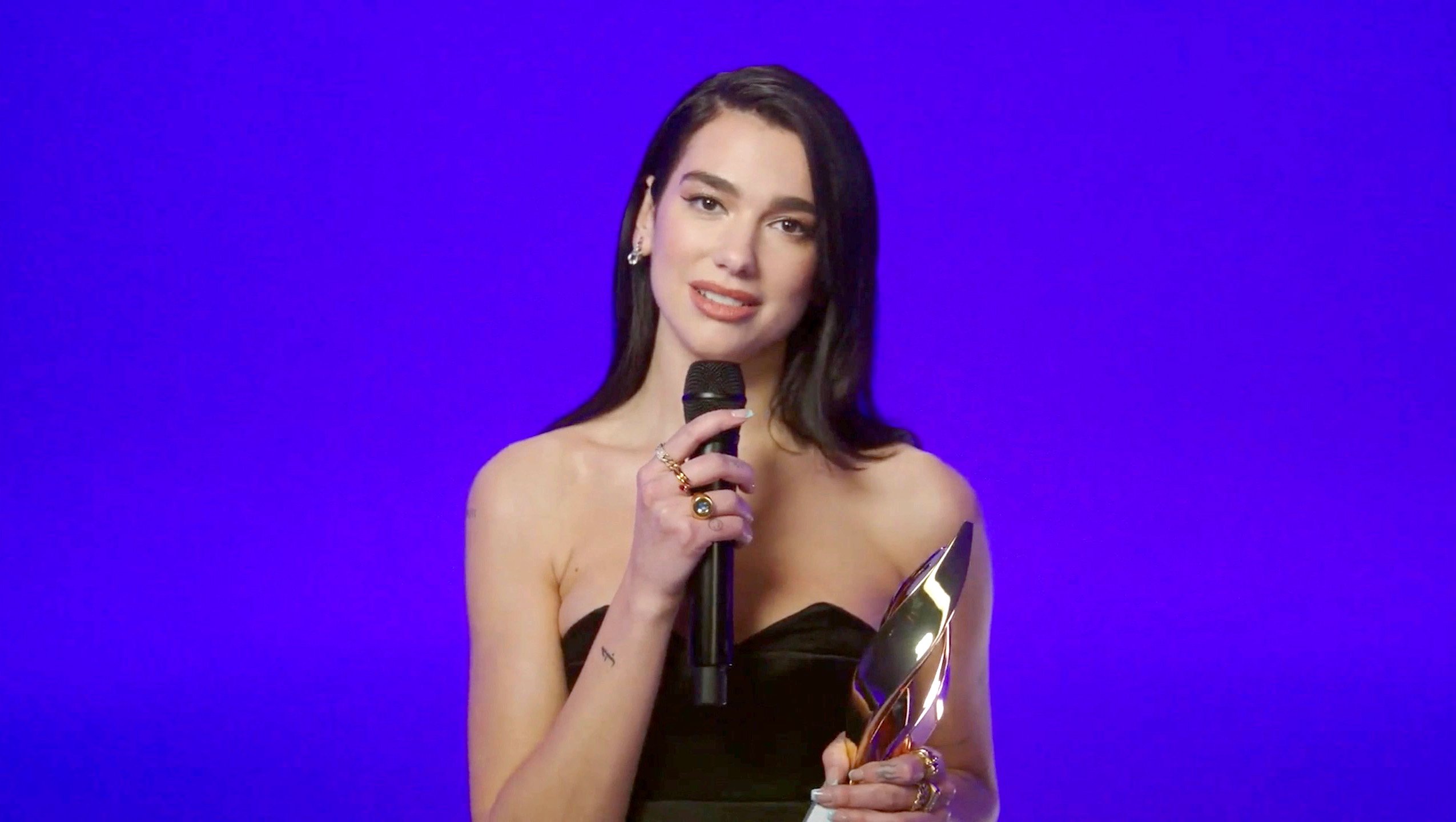 Dua Lipa accepts the Powerhouse Award during the Billboard Women In Music 2020 event