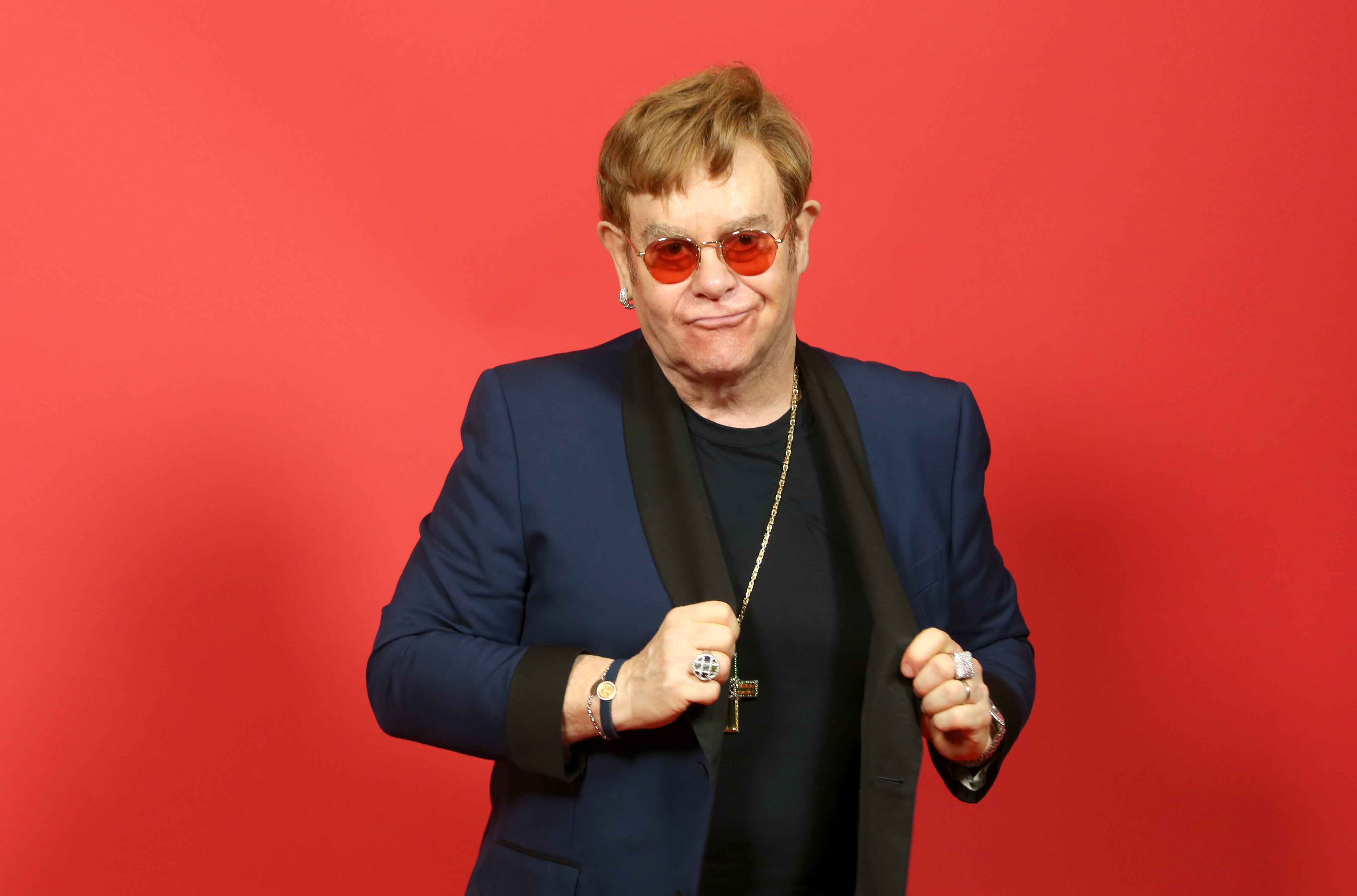 Elton John attends the 2021 iHeartRadio Music Awards at The Dolby Theatre in Los Angeles, California