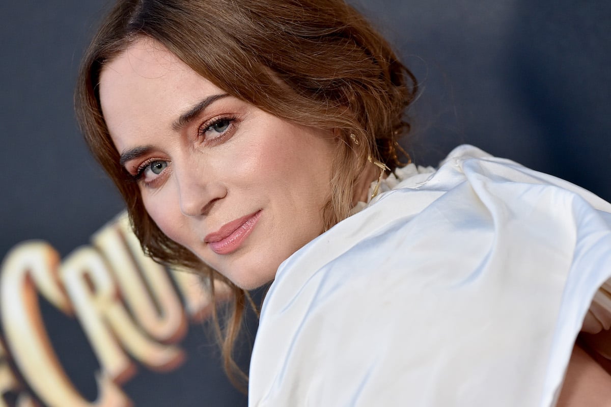 A close-up of Emily Blunt's face at an event.