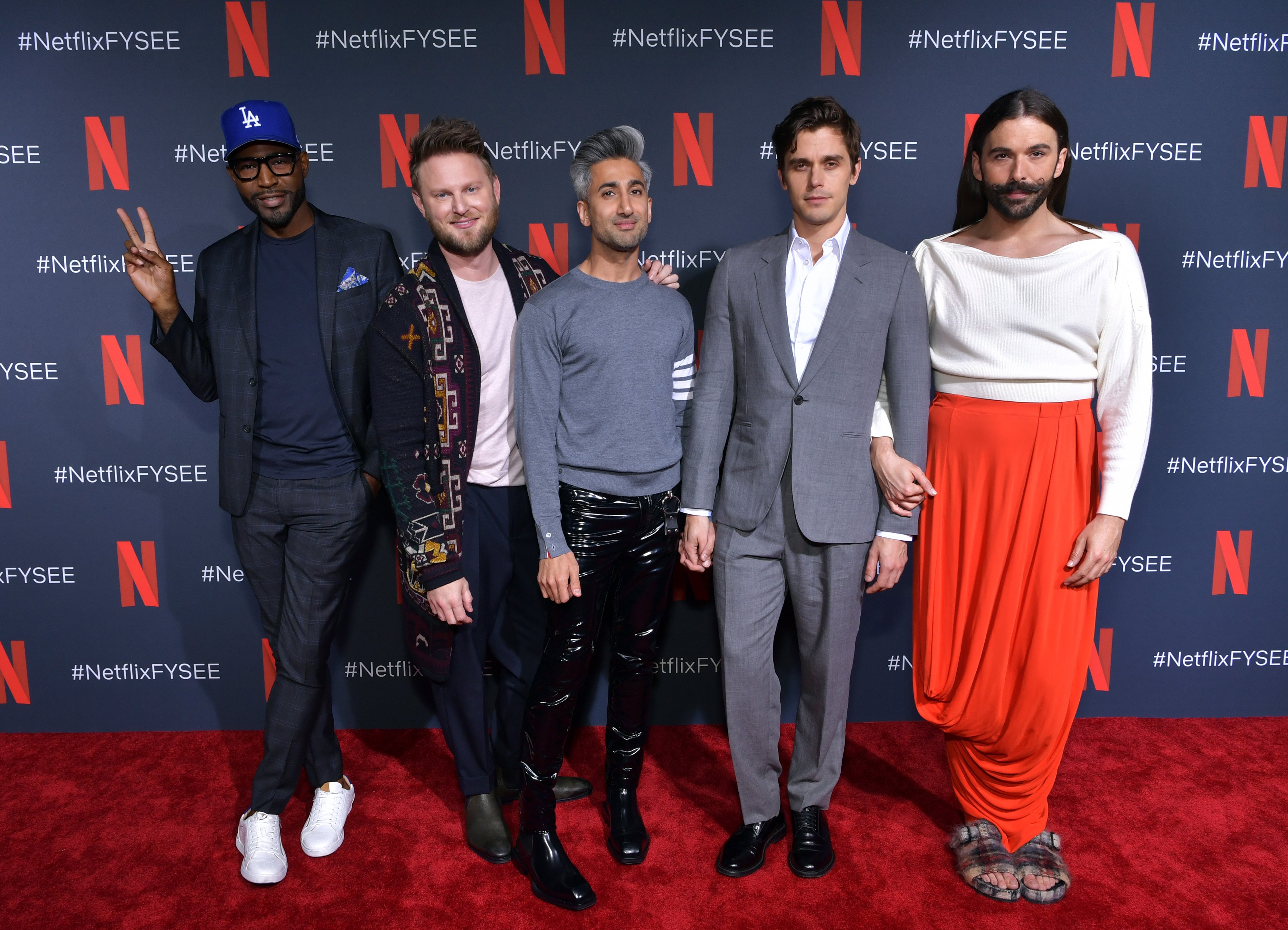Karamo Brown, Bobby Berk, Tan France, Antoni Porowski, and Jonathan Van Ness attend the Netflix FYSEE 'Queer Eye' panel