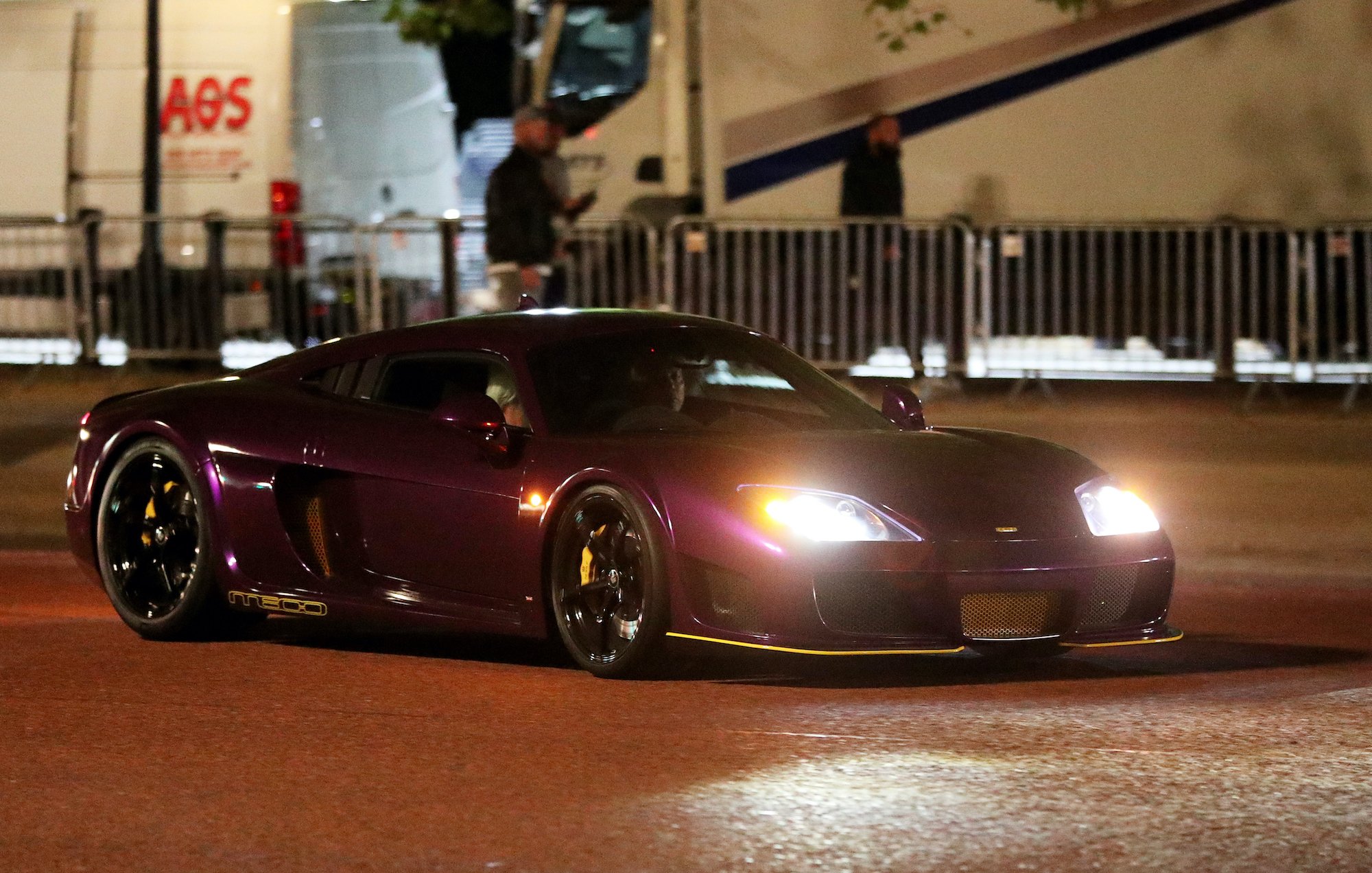 A supercar is used for a chase sequence during the filming of 'Fast and Furious'