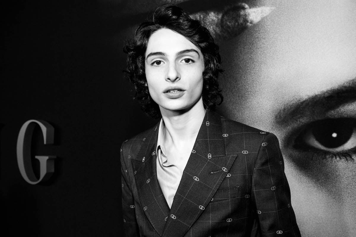 Finn Wolfhard in a black and white photo at an event for his movie 'The Turning.'