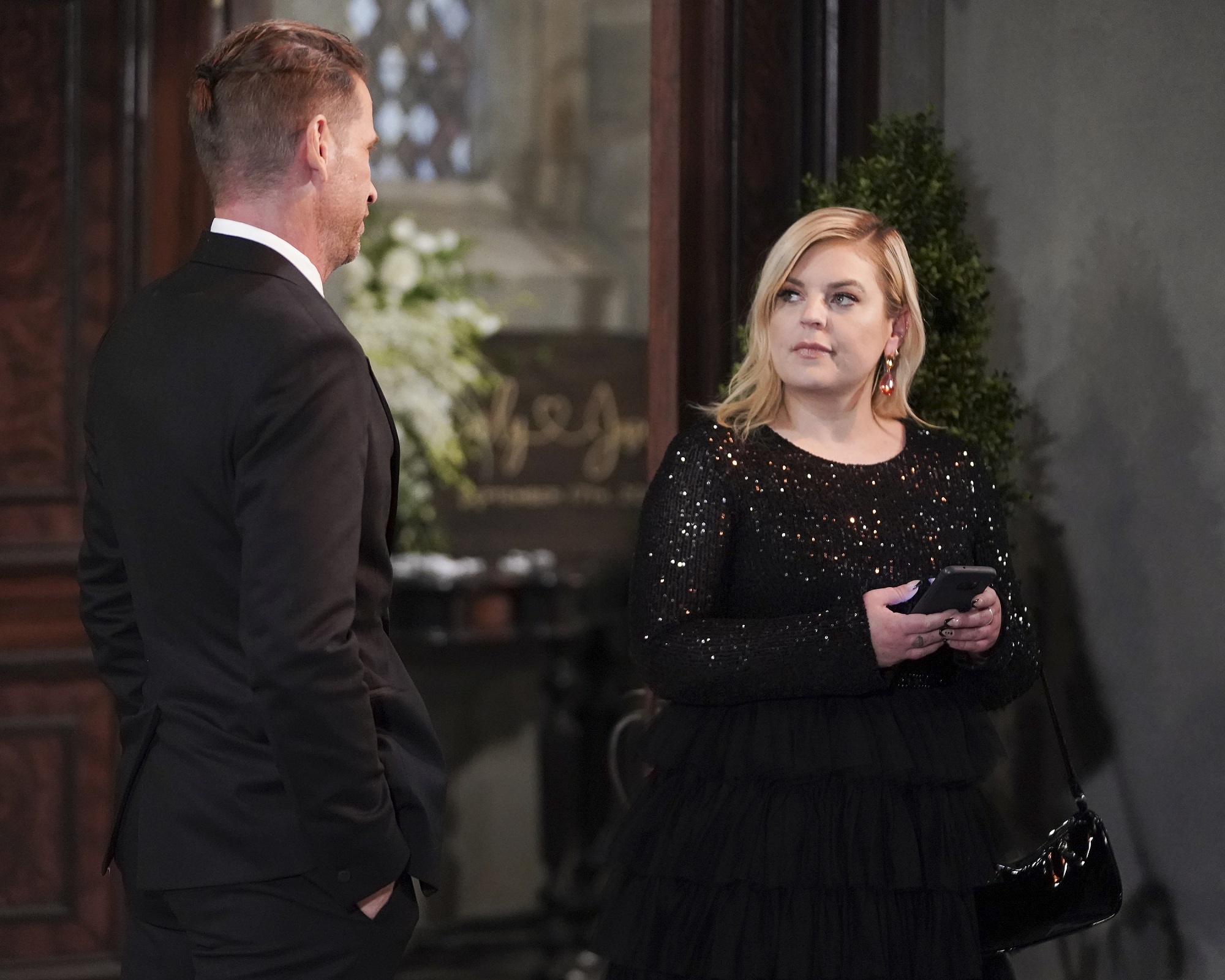 General Hospital speculation about cancelation focuses on Maxie, pictured here in a black long-sleeved sequined dress