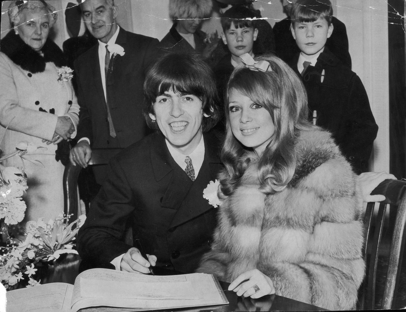 George Harrison and Pattie Boyd getting married in 1966. 