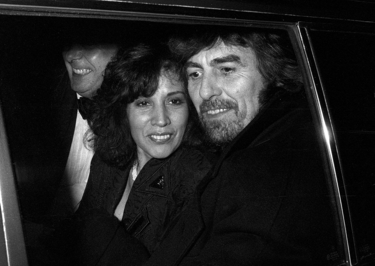 George Harrison and his wife Olivia out to dinner in 1990.