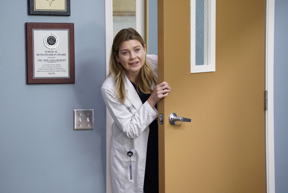Ellen Pompeo as Meredith Grey on ‘Grey’s Anatomy in a shot from January 6, 2020