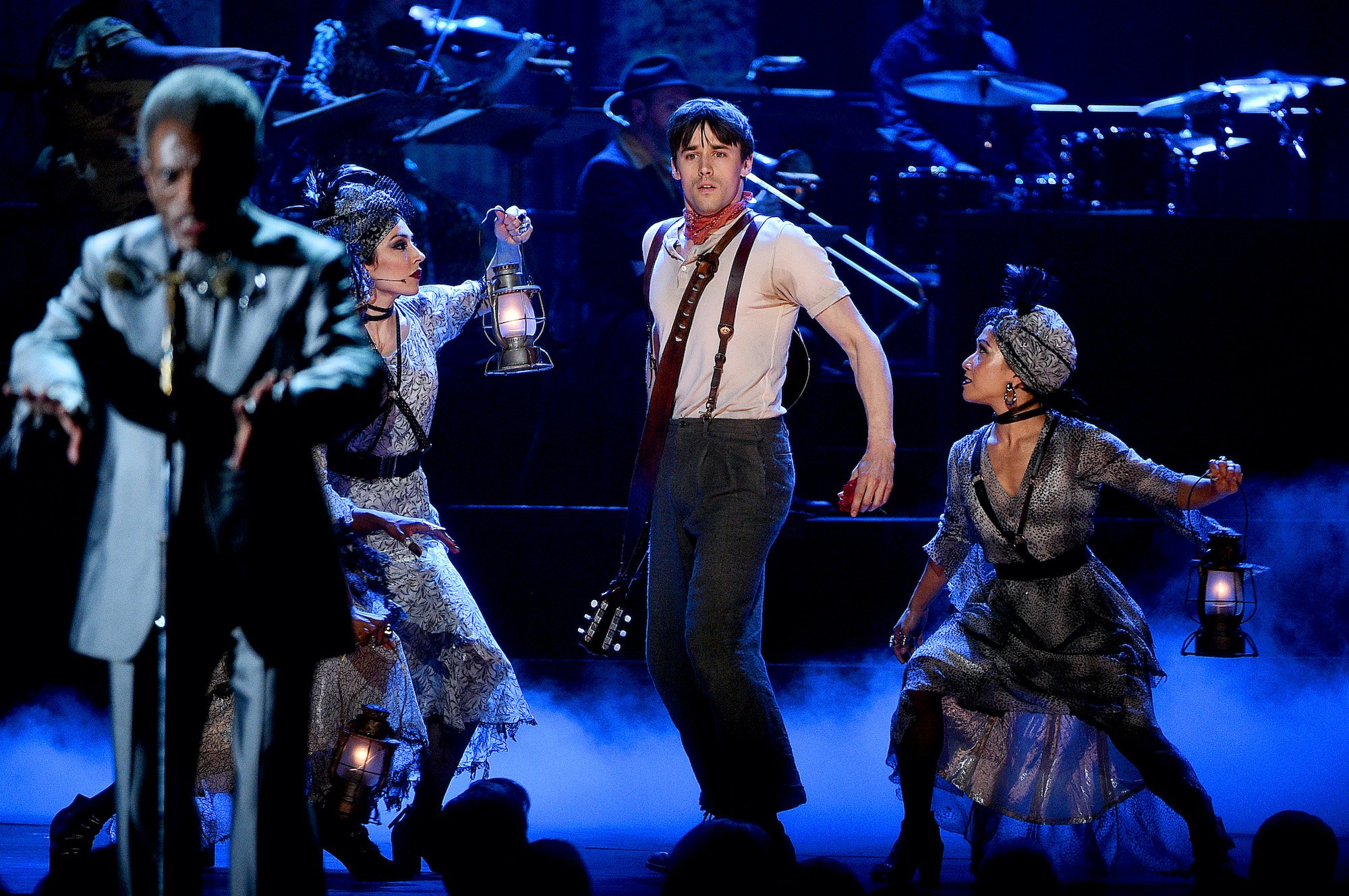 Reeve Carney and the cast of 'Hadestown' perform onstage during the 2019 Tony Awards. The 2021 Tony Awards take place Sunday, Sept. 26, marking the first Tony Awards ceremony since 2019. Given COVID-19 safety protocols, live performances at the 202 Tony Awards may look different.