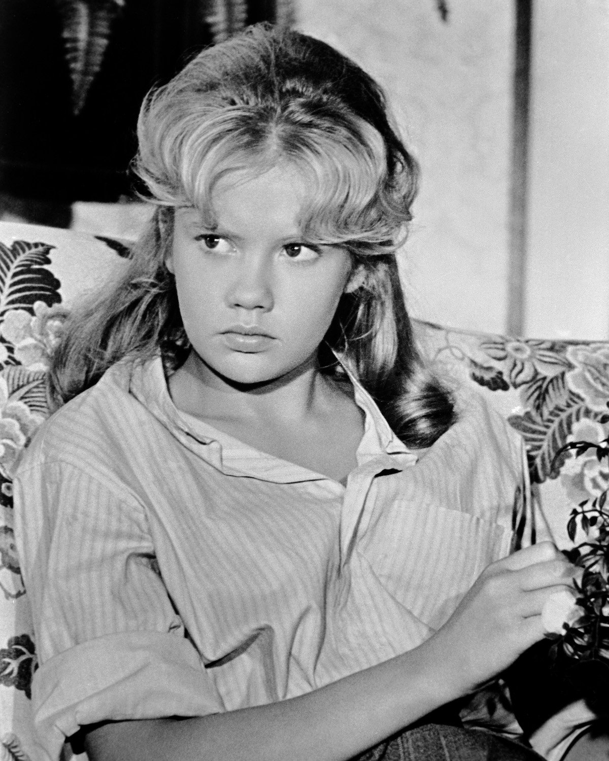 Hayley Mills in black and white.