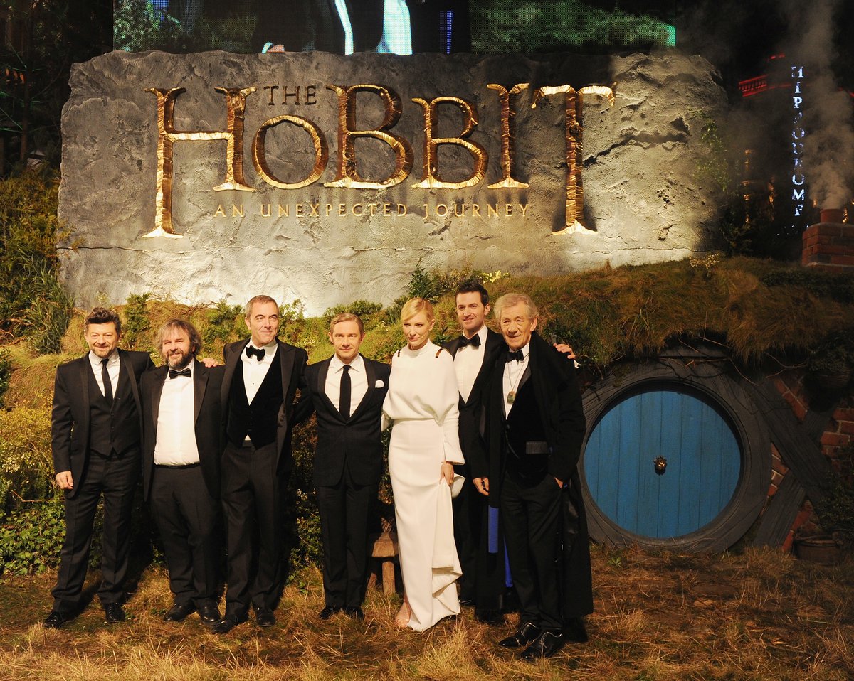 Andy Serkis, Peter Jackson, James Nesbitt, Martin Freeman, Cate Blanchett, Richard Armitage and Sir Ian Mckellen at 'The Hobbit' Royal Film Performance