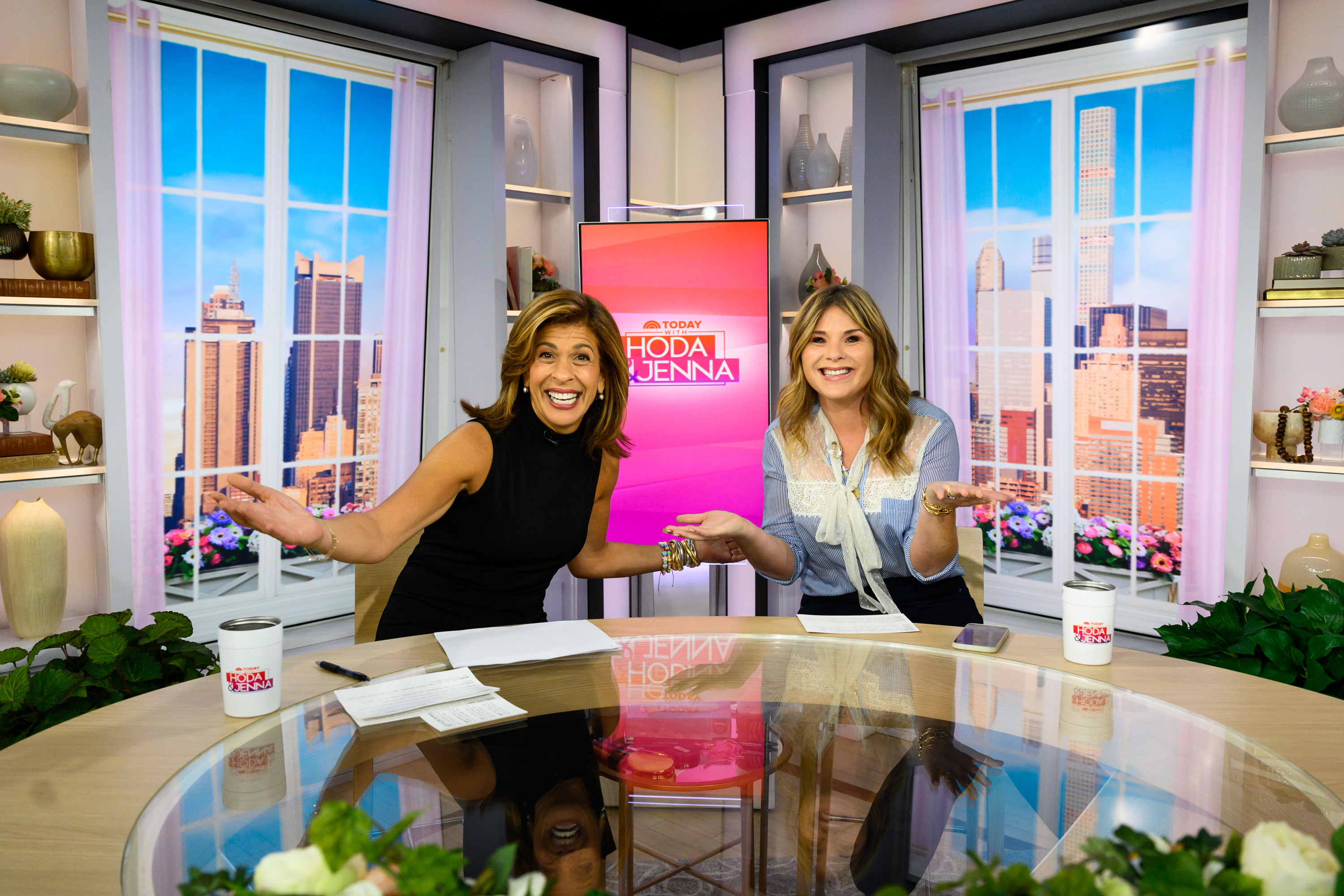 Hoda Kotb and Jenna Bush Hager on the set of 'Today with Hoda & Jenna'