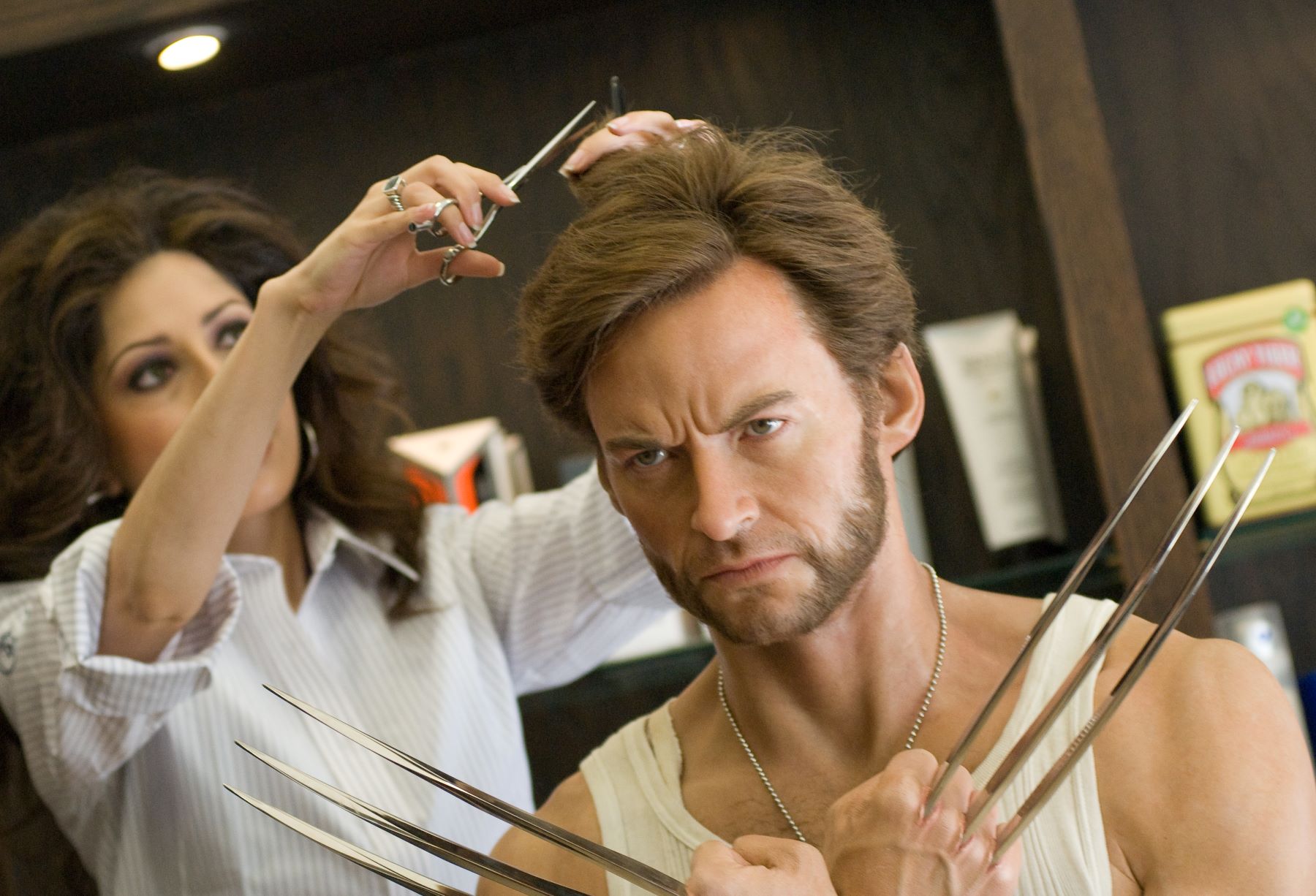 Hugh Jackman Wolverine wax figure prepared for Madame Tussauds in Washington, DC