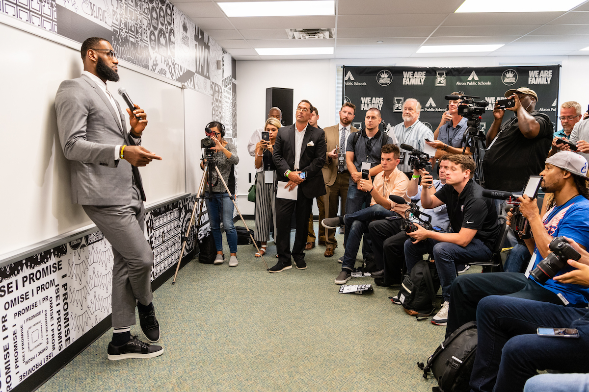 LeBron James in a classroom at his I Promise School
