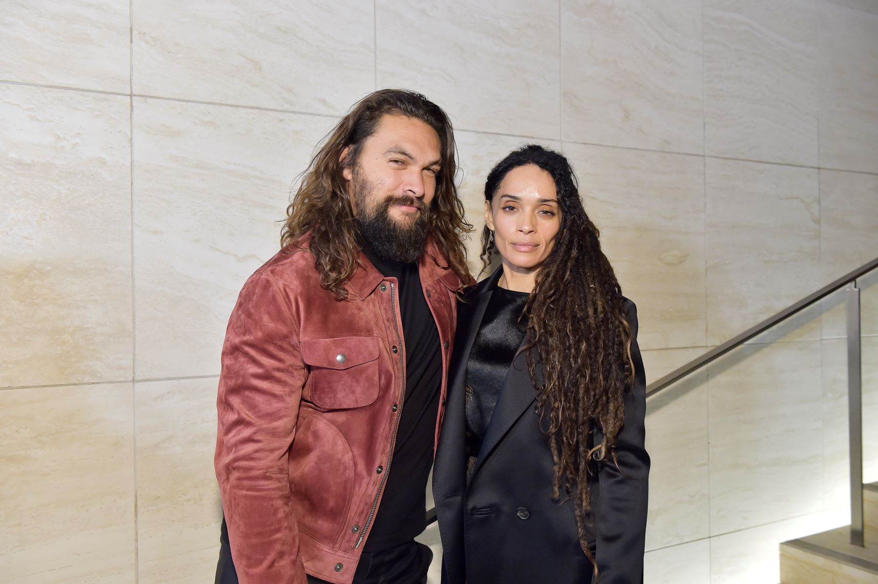 Jason Momoa and Lisa Bonet attending Tom Ford's Autumn/Winter 2020 Runway Show at Milk Studios in Los Angeles, California