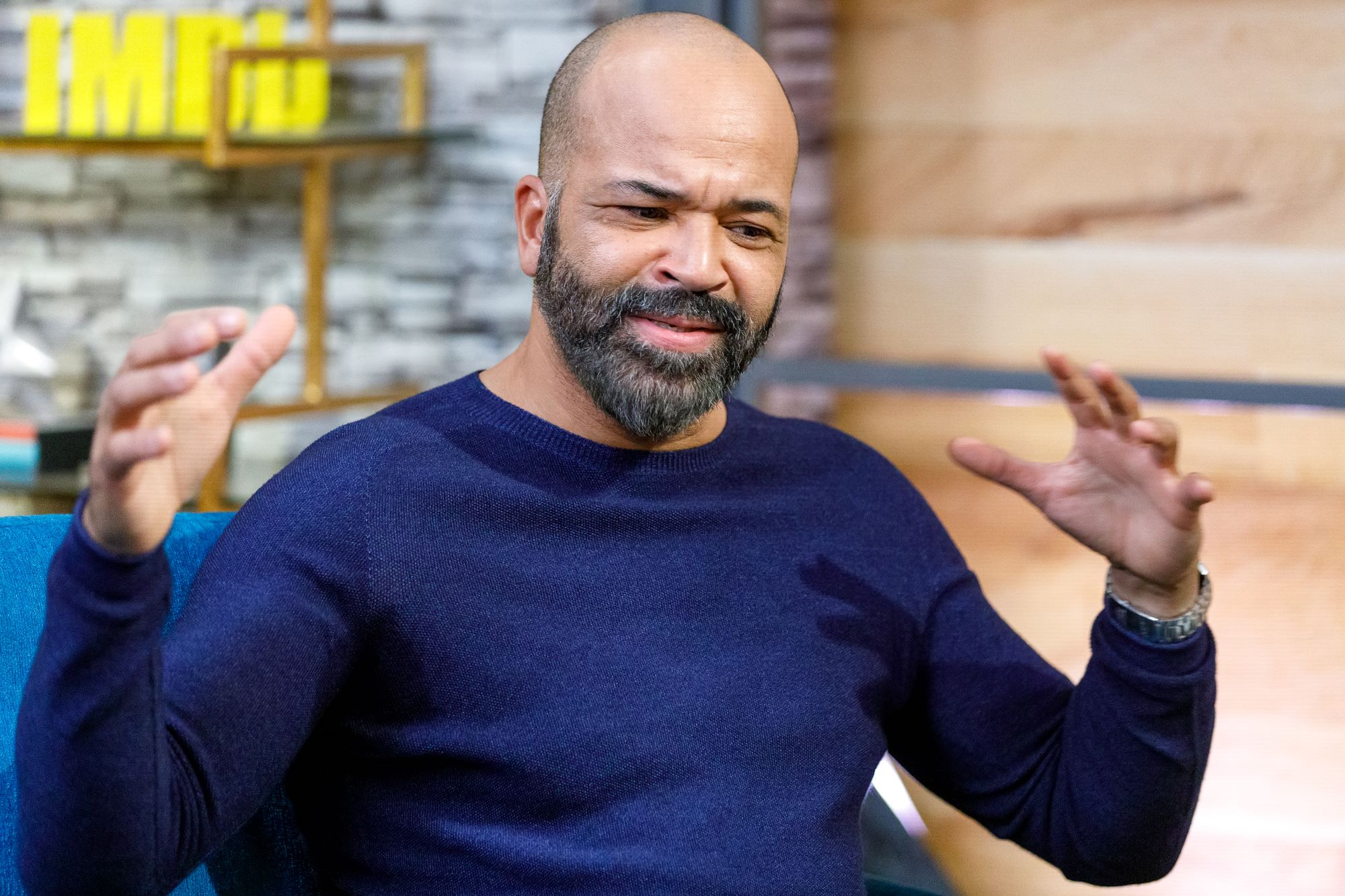 'What If...?' Episode 8 actor Jeffrey Wright wears a blue long-sleeved shirt.