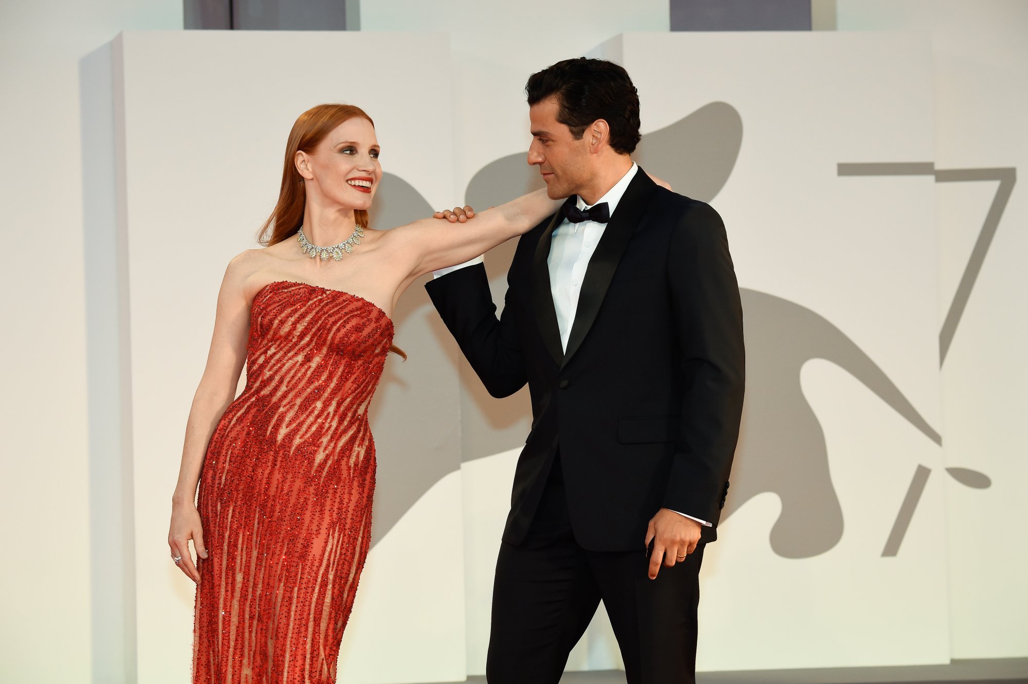 Jessica Chastain and Oscar Isaac at the 'Scenes From a Marriage' premiere at the Venice International Film Festival
