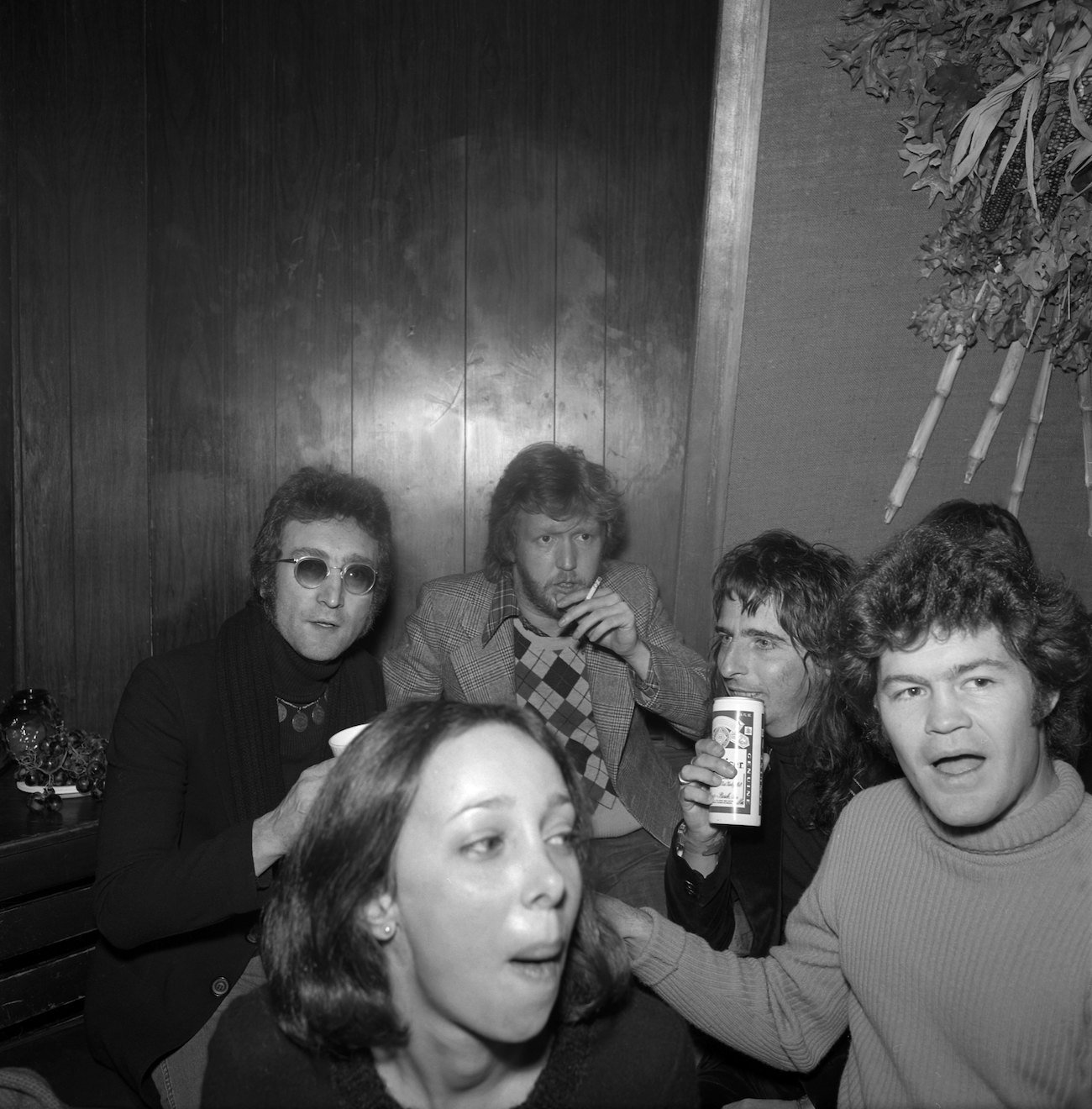 John Lennon out with friends in 1973.