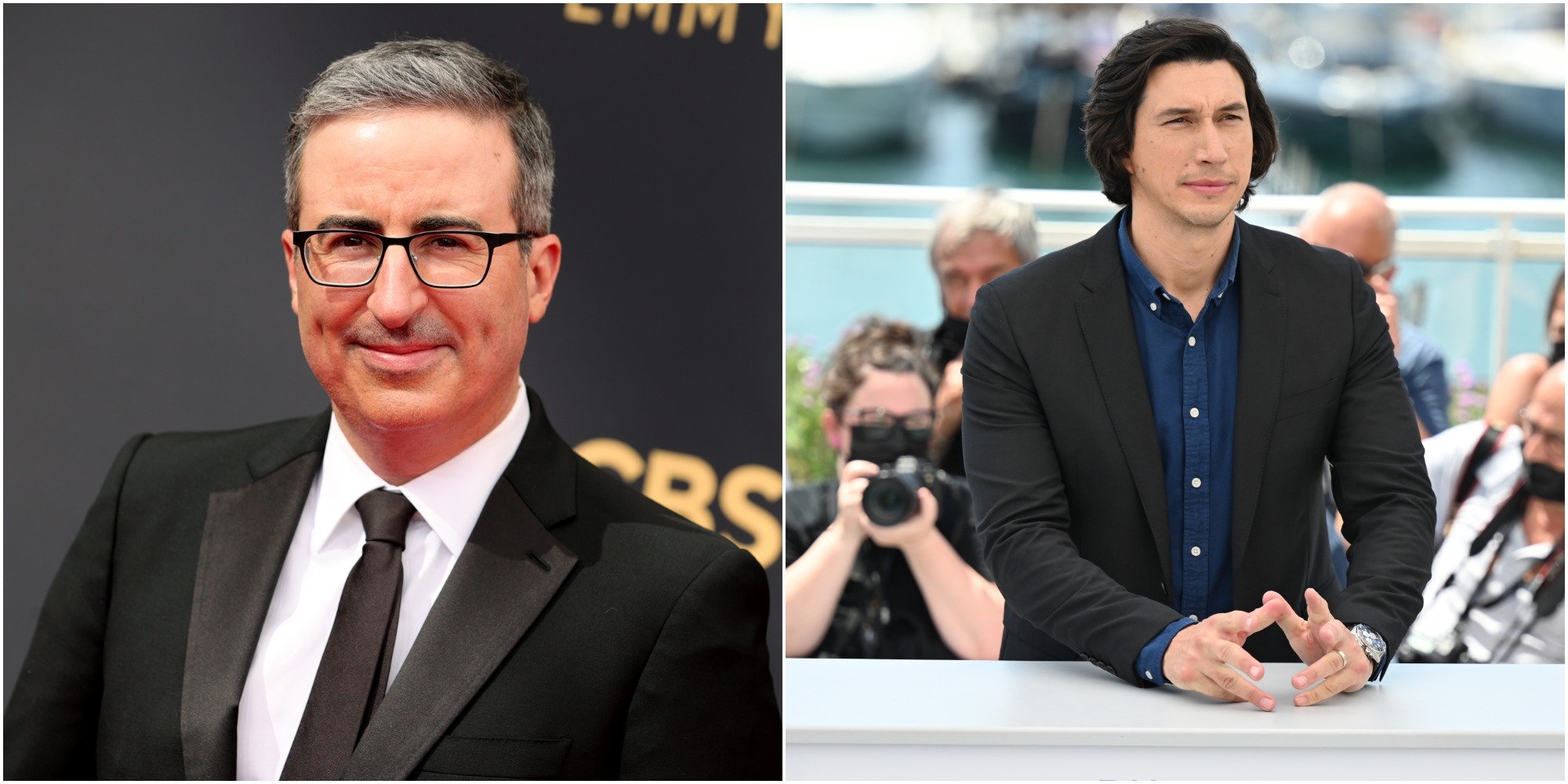 John Oliver smiles at the 73rd Emmys; Adam Driver poses at the Cannes Film Festival