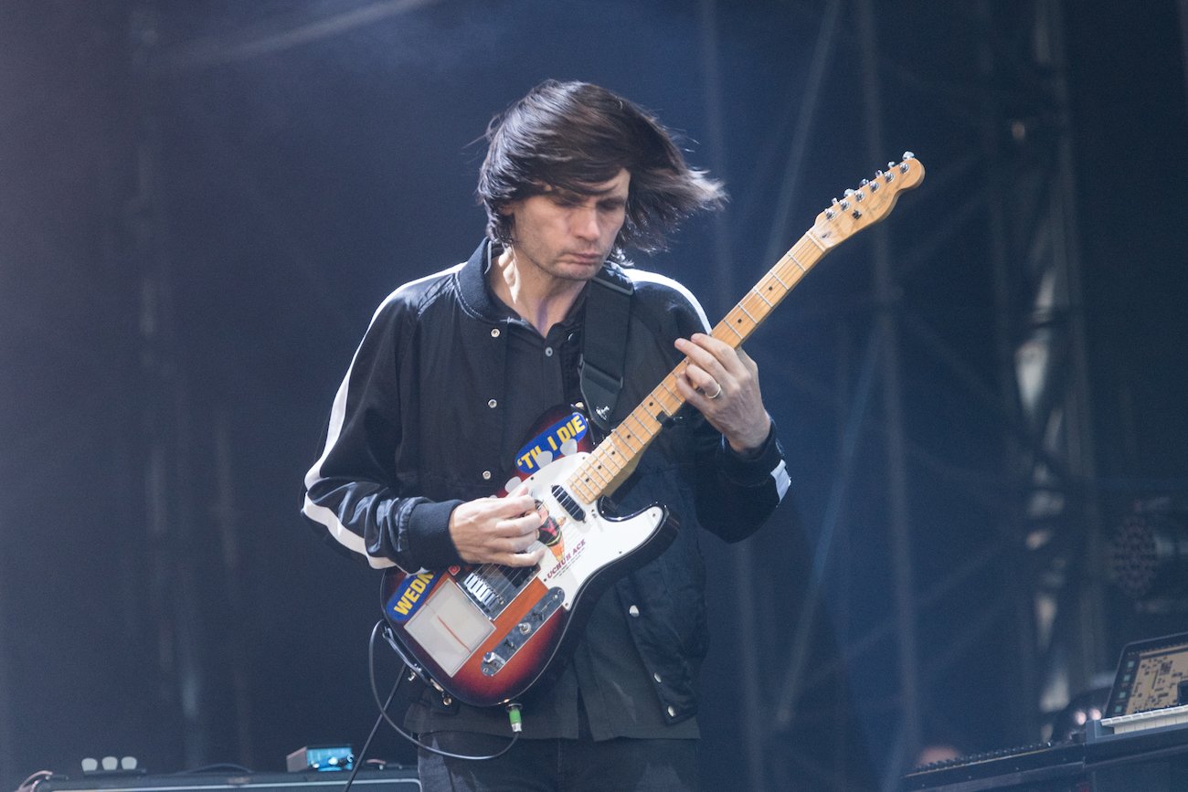 Jonny Greenwood performing with Radiohead in Scotland.