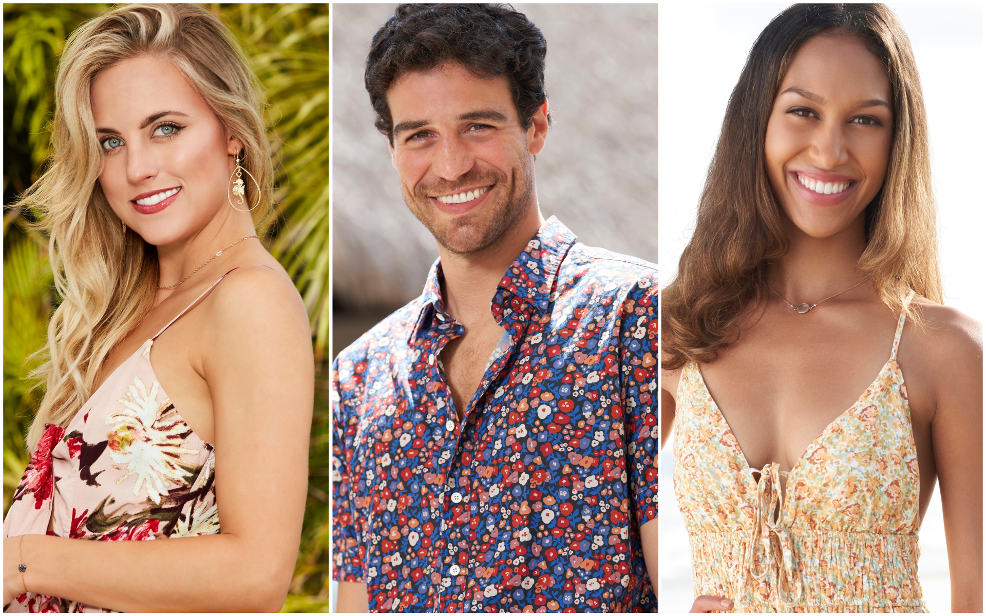 Headshots of Kendall Long, Joe Amabile, and Serena Pitt from ‘Bachelor in Paradise’ 2021