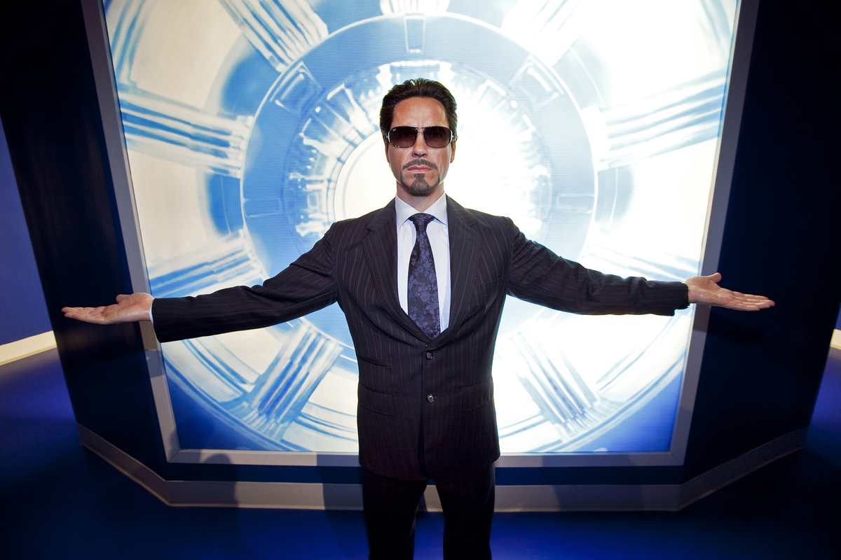 Wax figure of Robert Downey Jr. as Dr. Tony Stark from "Iron Man. Madame Tussaud's Hollywood wax museum