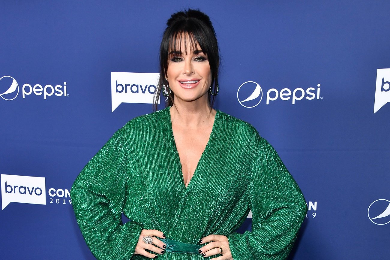 RHOBH and Halloween Kills star Kyle Richards wearing a green dress.