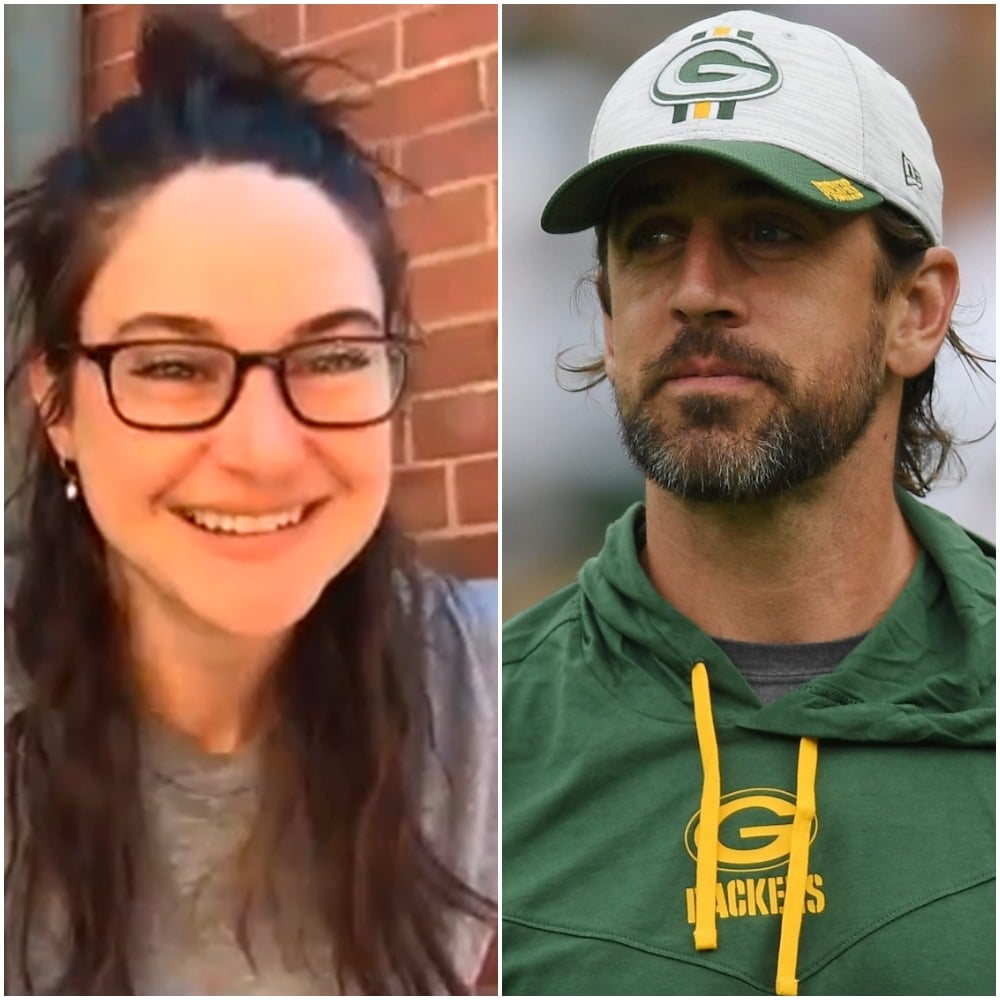 (L): Screengrab of Shailene Woodley as a guest on 'The Tonight Show Starring Jimmy Fallon', (R): Aaron Rodgers looks on before a pre season game